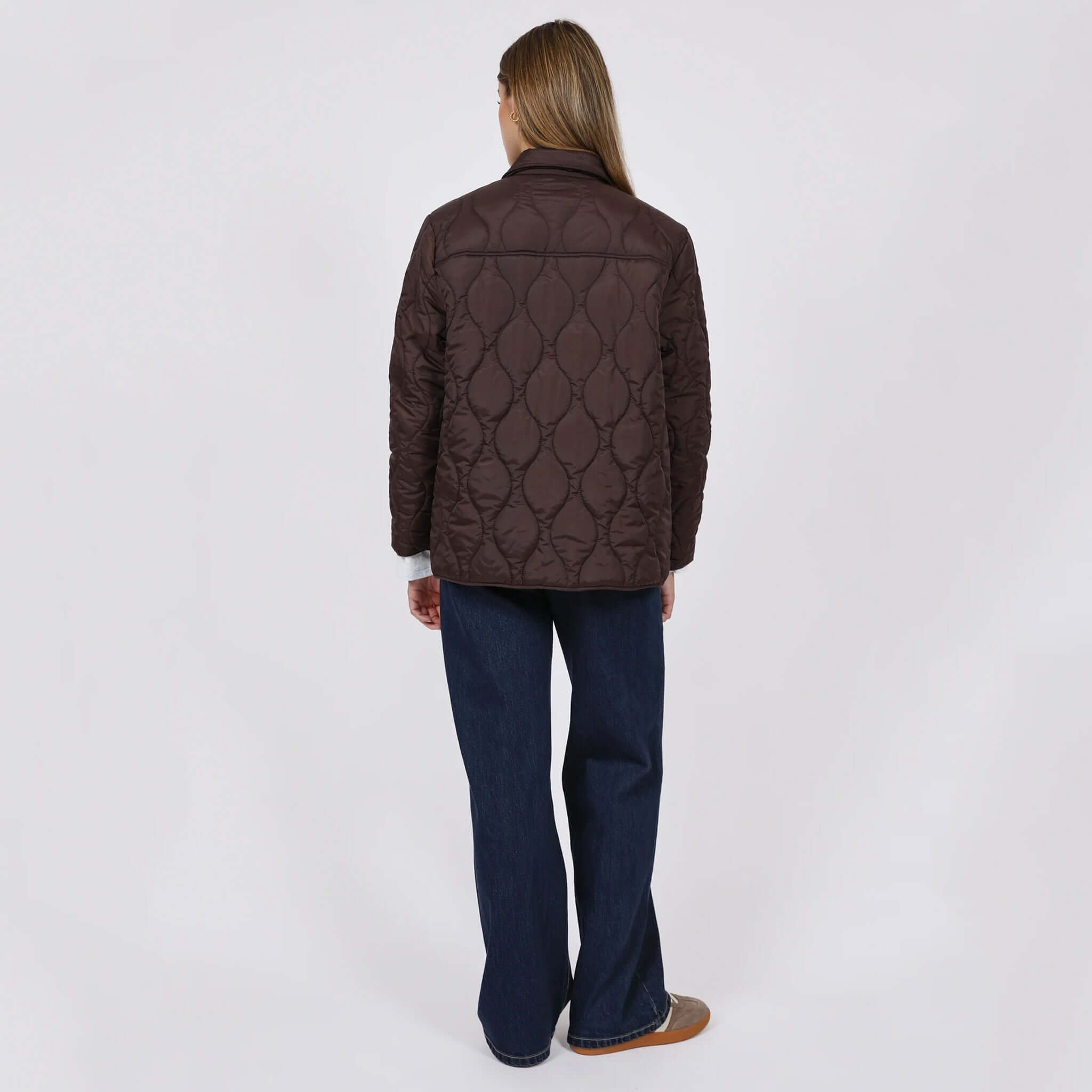 Marlow Toronto Quilted Jacket - Java displayed from the back, showcasing its modern wave-quilted design in Java.