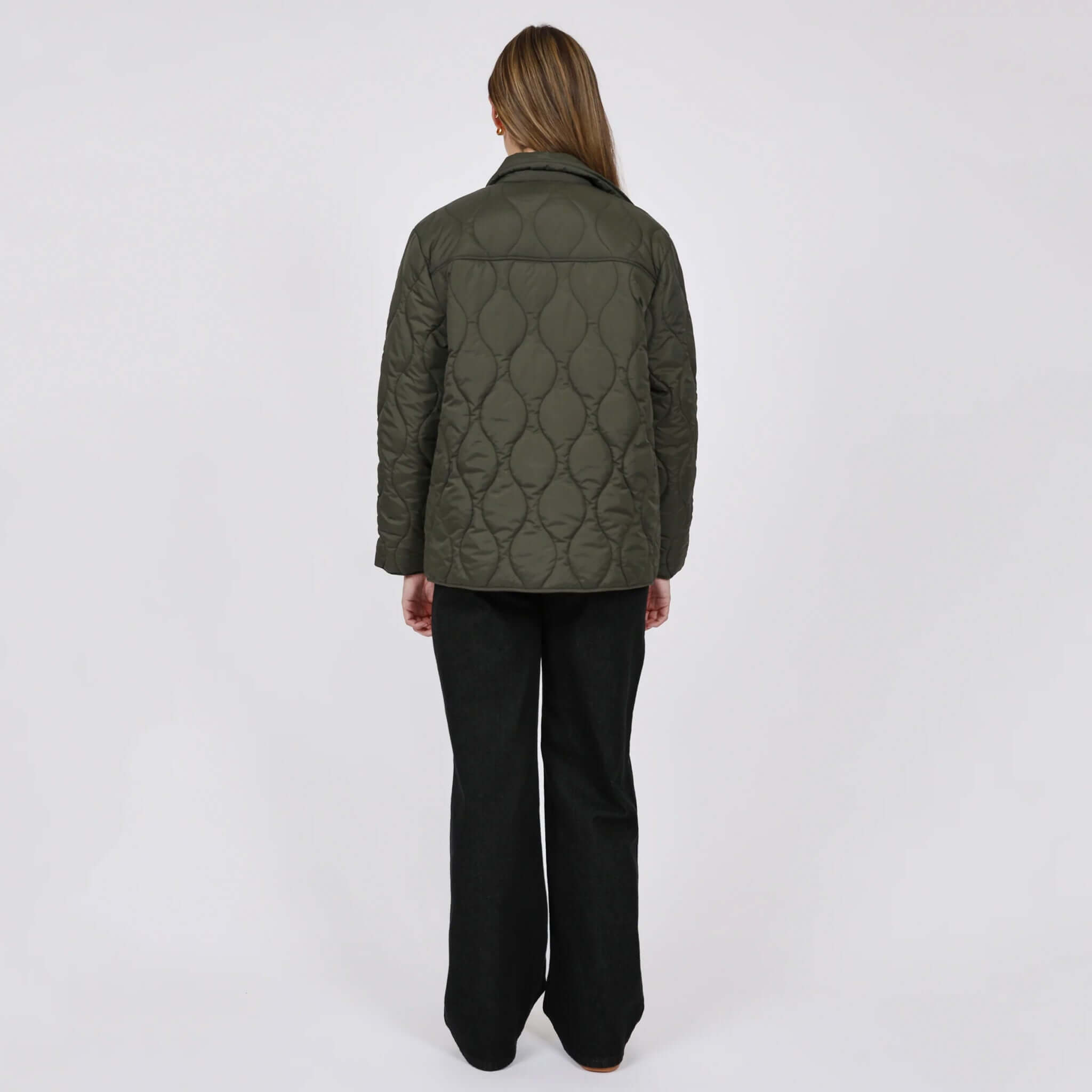 Marlow Toronto Quilted Jacket - Spruce back view, showcasing the quilted design and relaxed fit.