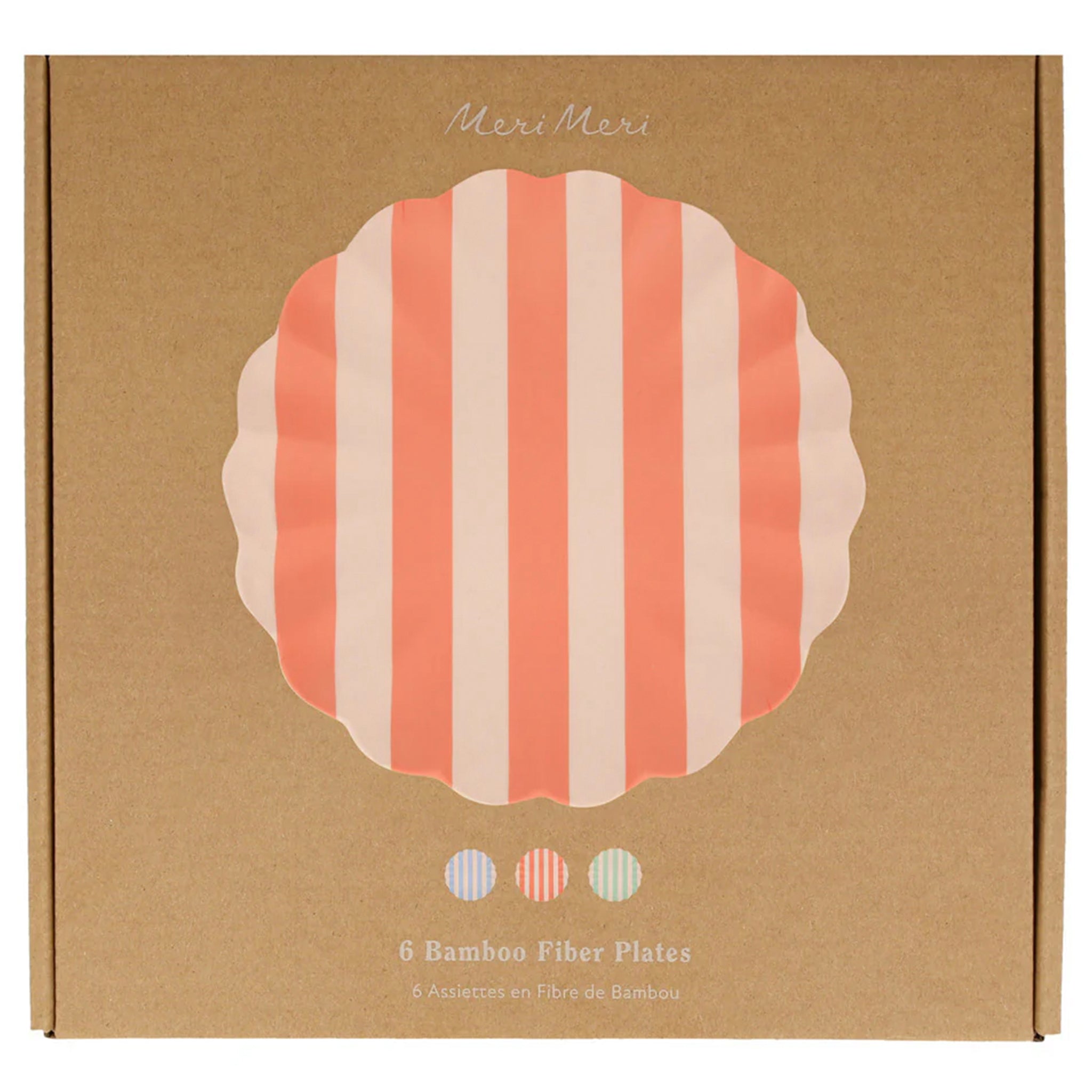 Meri Meri Reusable Bamboo Small Plate Set of 6 - Stripy