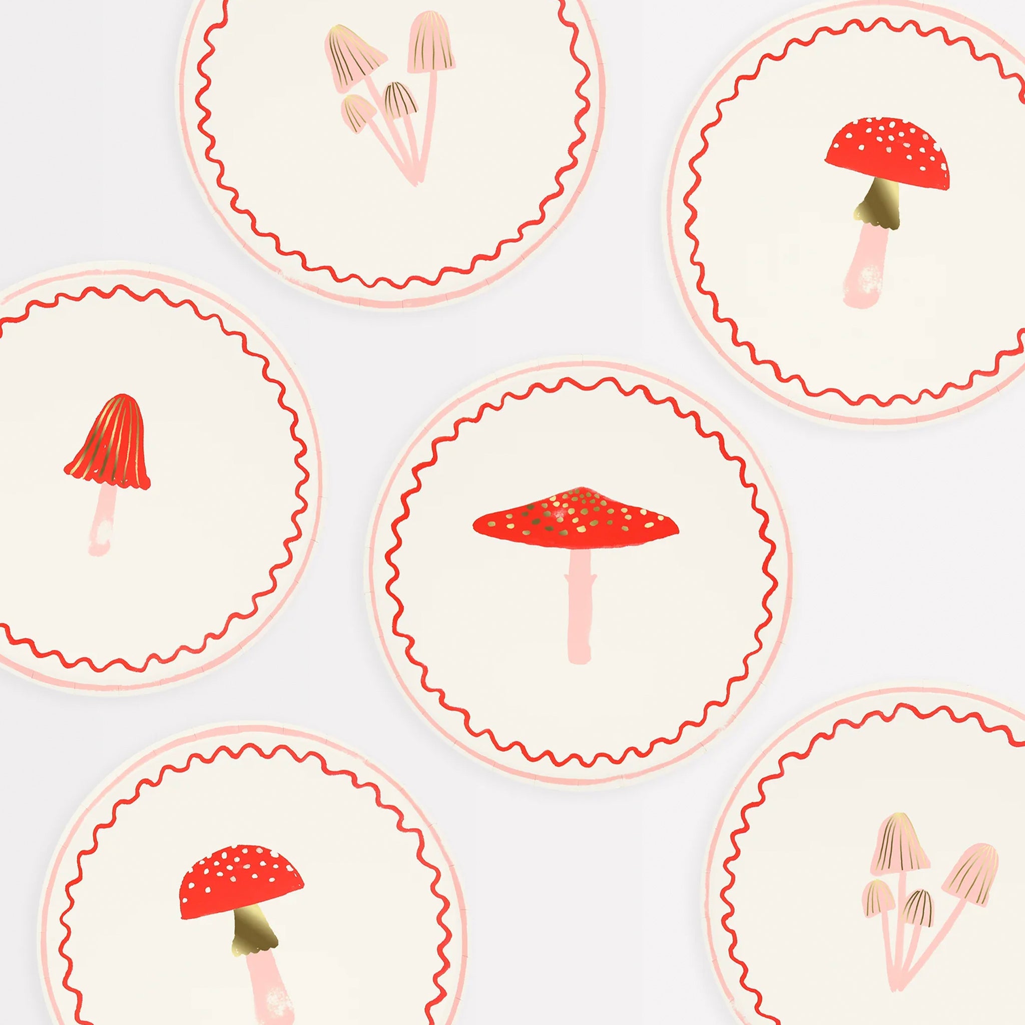 Meri Meri Side Paper Plate Set - Merry Mushroom
