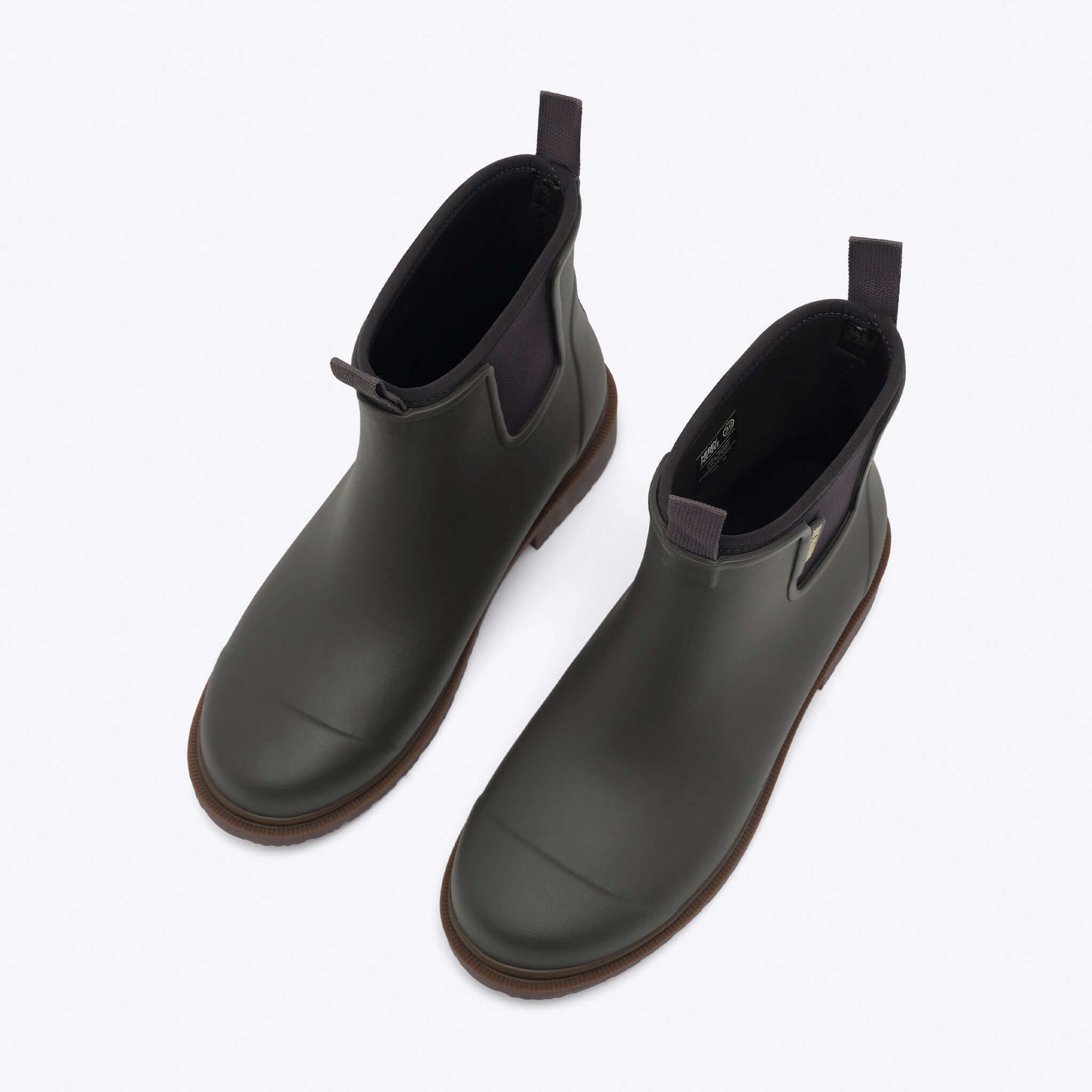 Merry People Bobbi Ankle Boots - Charcoal, stylish rain boots with natural rubber and neoprene lining.