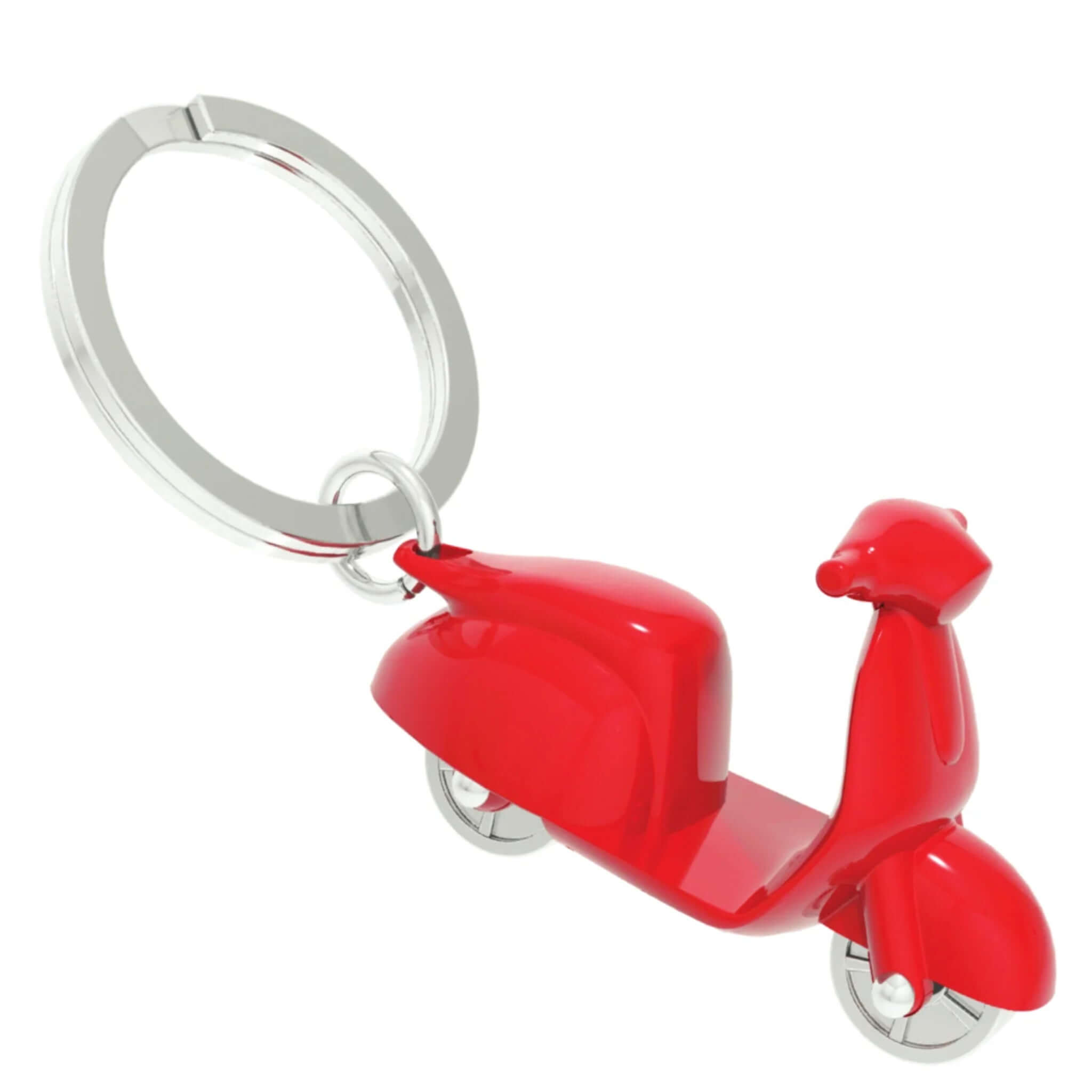 Meta[l]morphose Keychain - Red Scooter vintage red scooter keychain with silver ring, detailed mini charm for keys