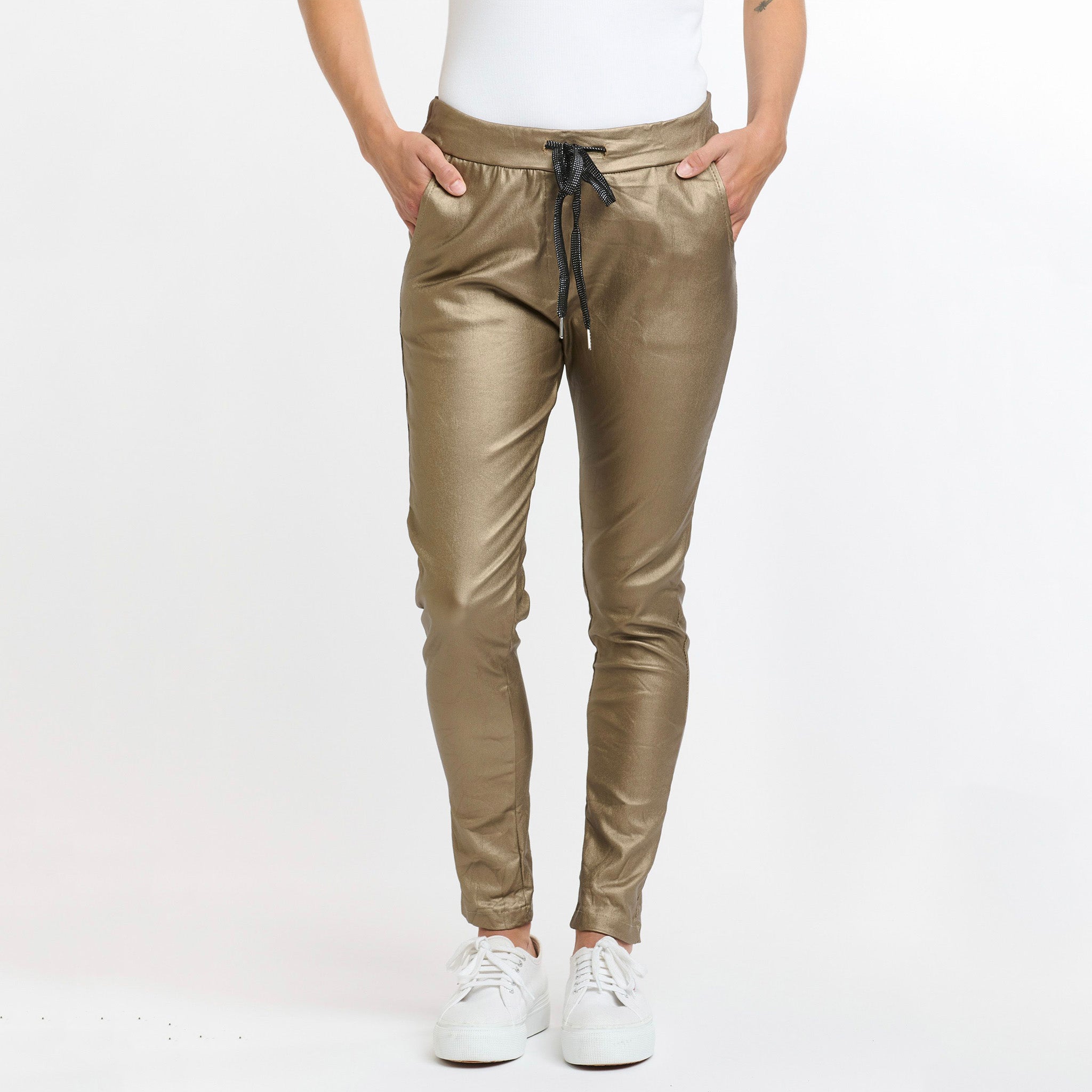 Metallic Jogger Pants - Gold