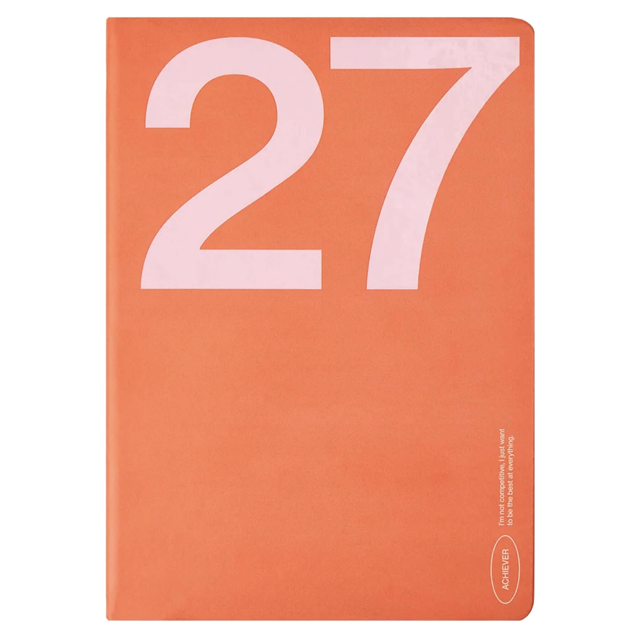 Milligram Any Day Now 2027 Weekly Achiever - Red & Pink notebook cover with large number 27.