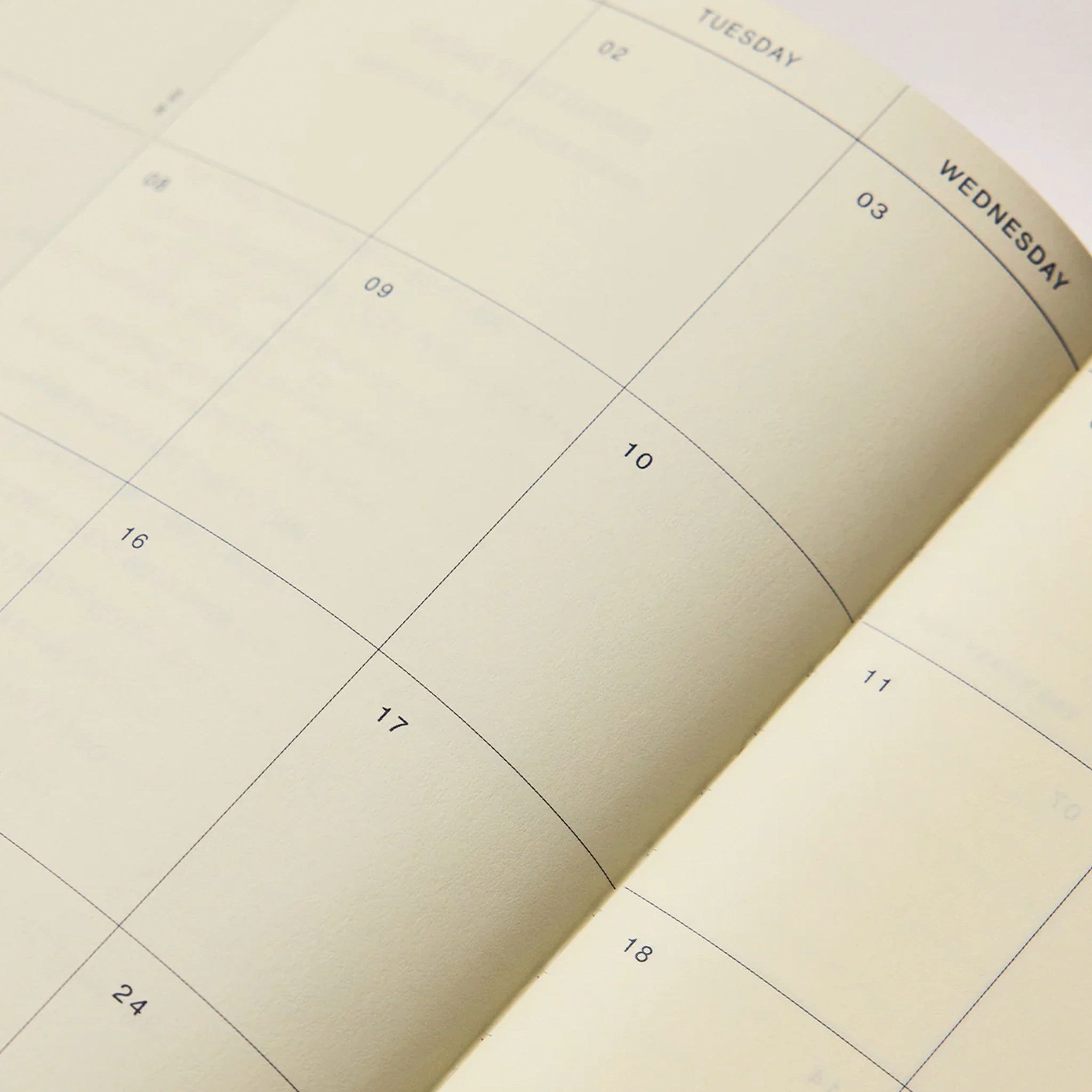 Calendar pages showing a grid layout with days of the week.