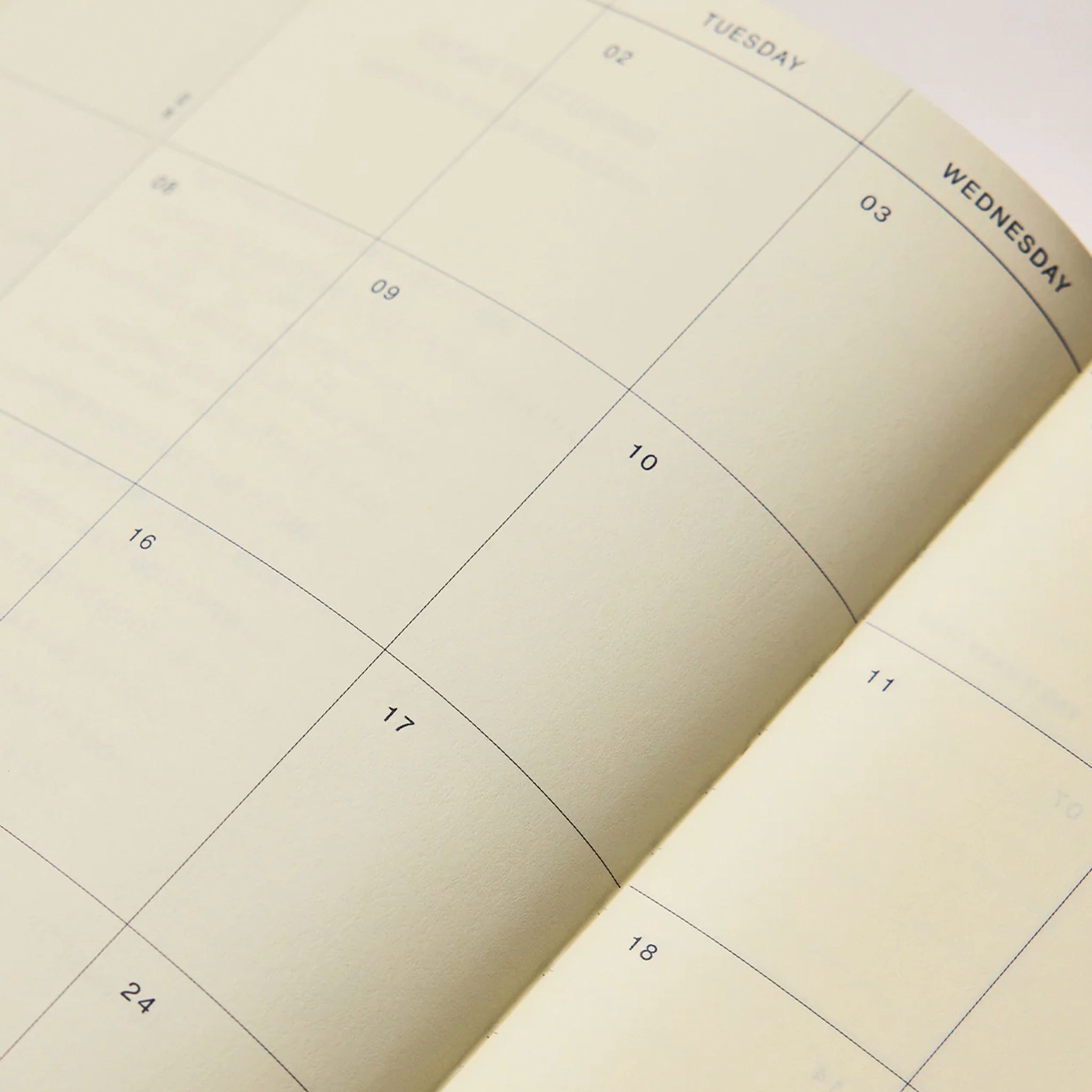 Calendar pages showing a grid layout with days of the week.