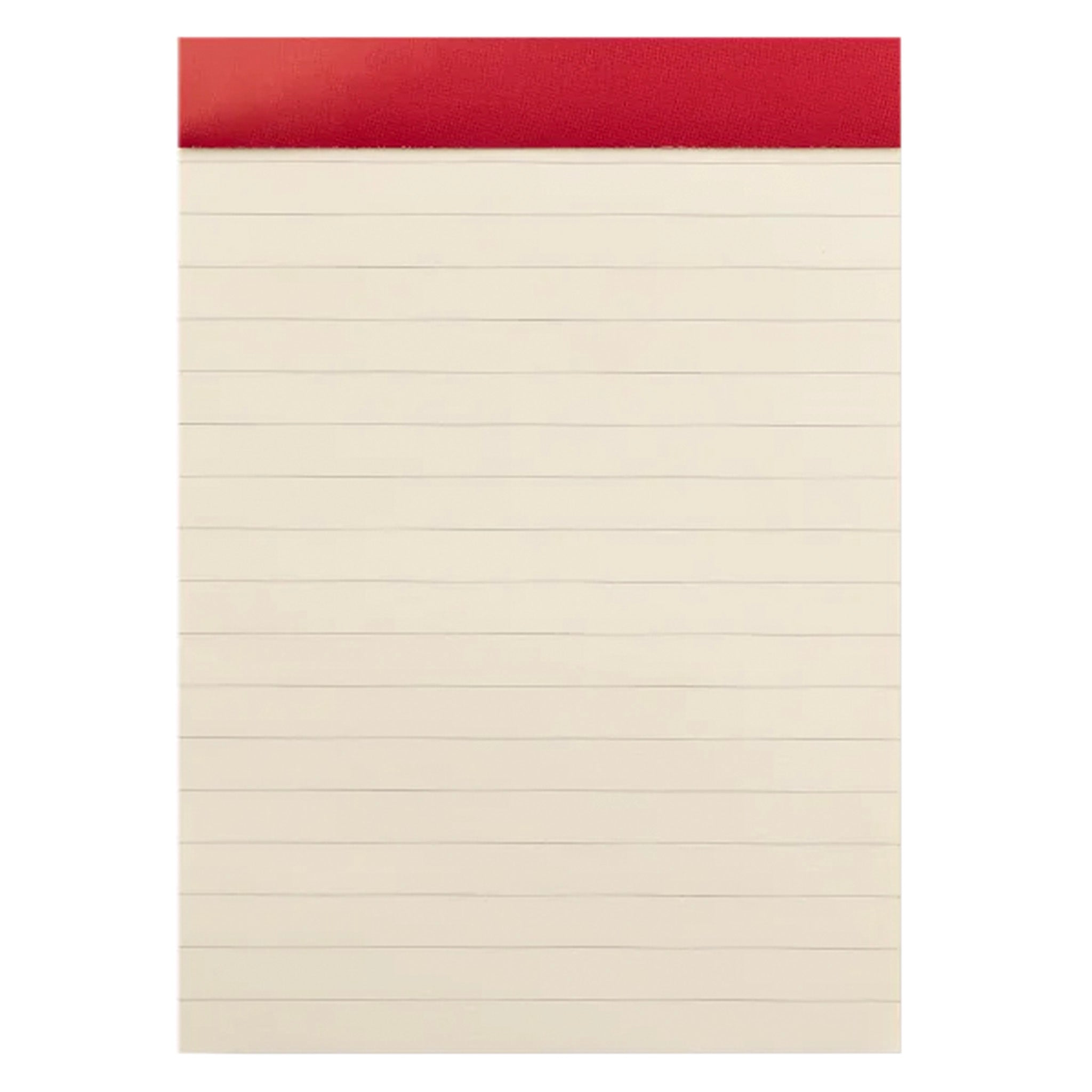 Notebook with red top edge on a white background