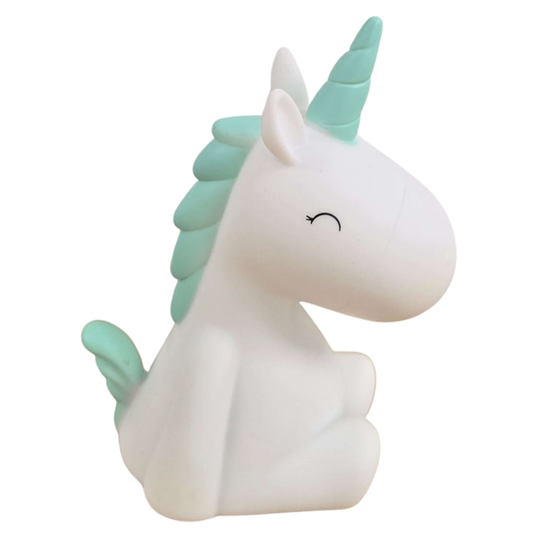 Mini Colour Changing LED Nightlight Baby Unicorn - Mint Blue, cute unicorn nightlight with mint blue features.