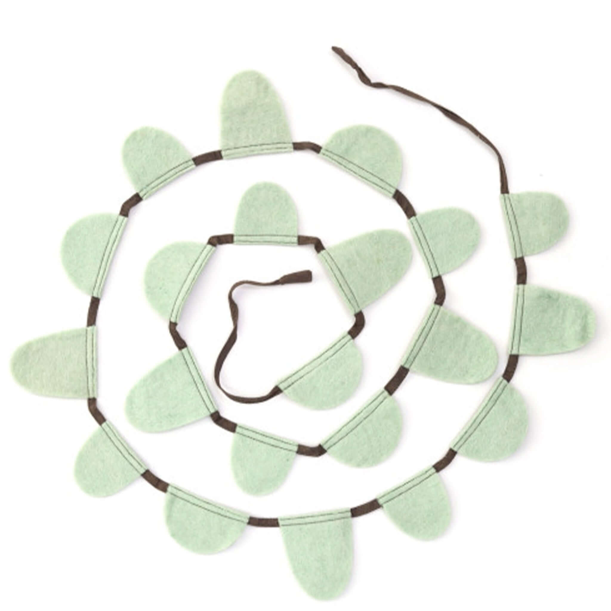 Muskhane Felt Round Flag Garland - Mint featuring soft mint felt rounds strung along a cotton cord for home decoration.