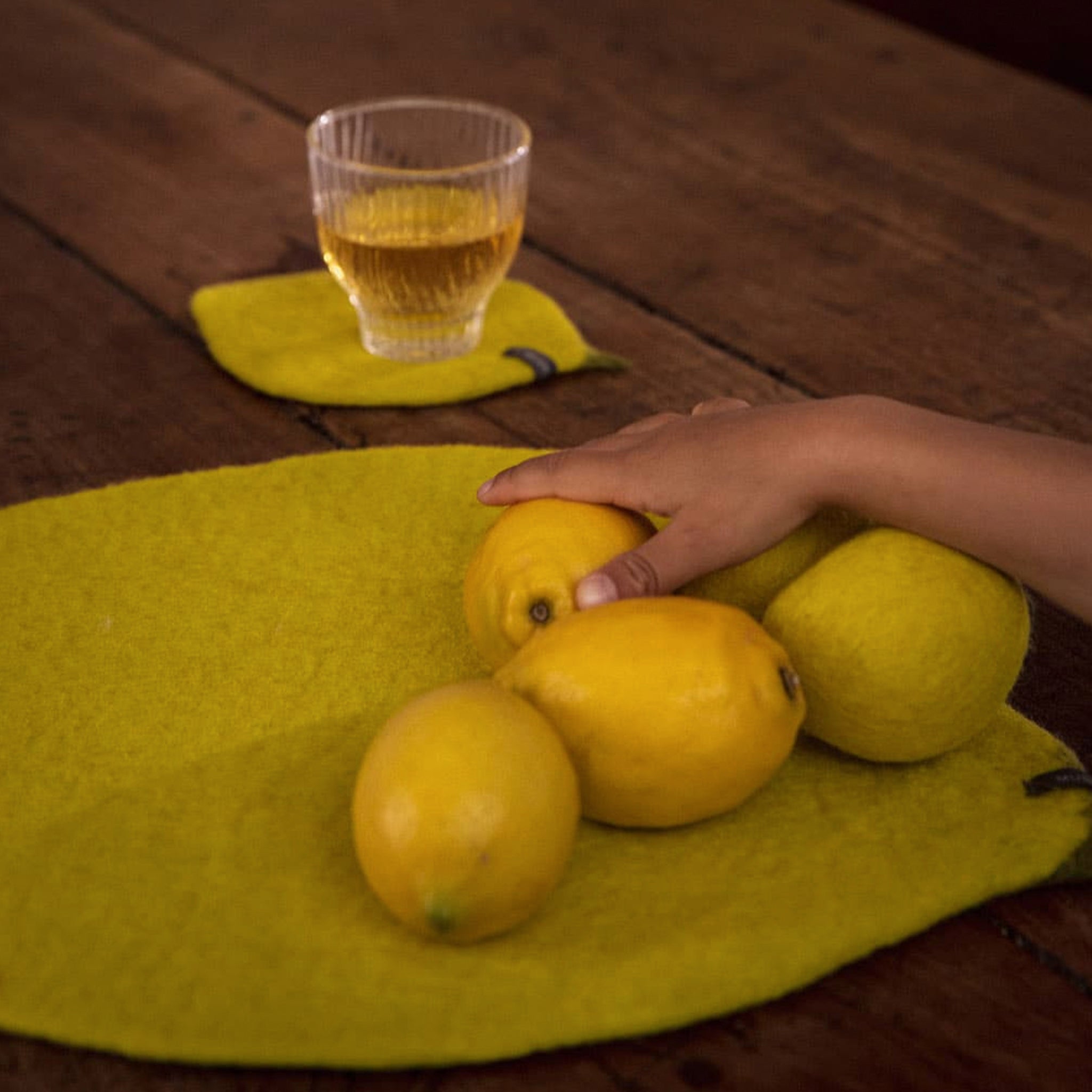 Muskhane Felt Lemon Coaster - Sulphur Flower
