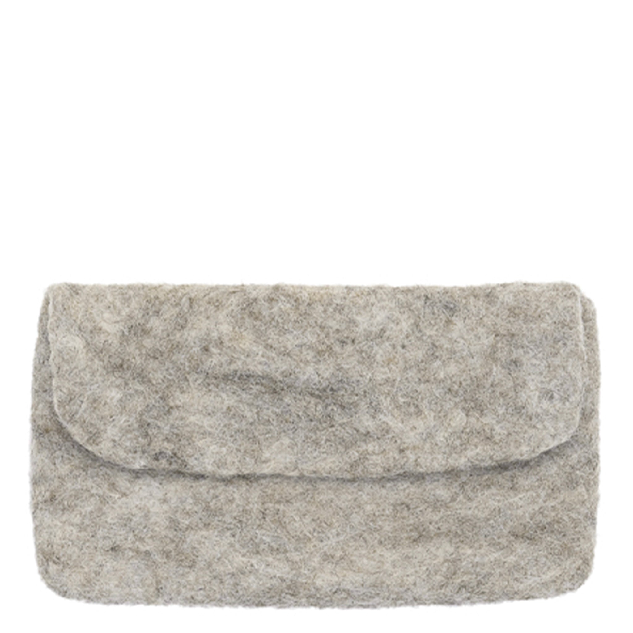 Gray felt glasses case on a white background