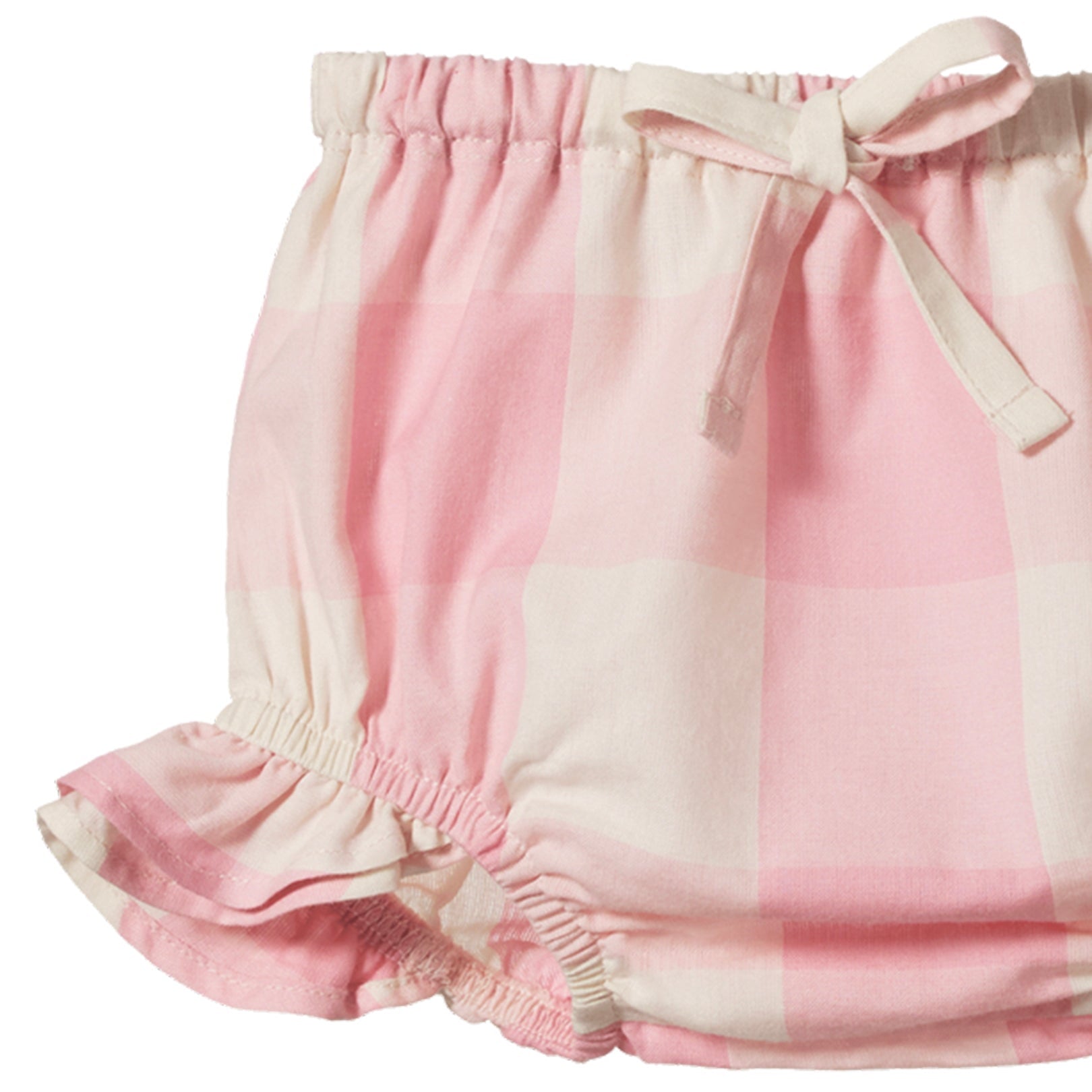 Nature Baby Organic Cotton Gingham Petal Bloomers  - Summer Rose Check - Tea Pea Home