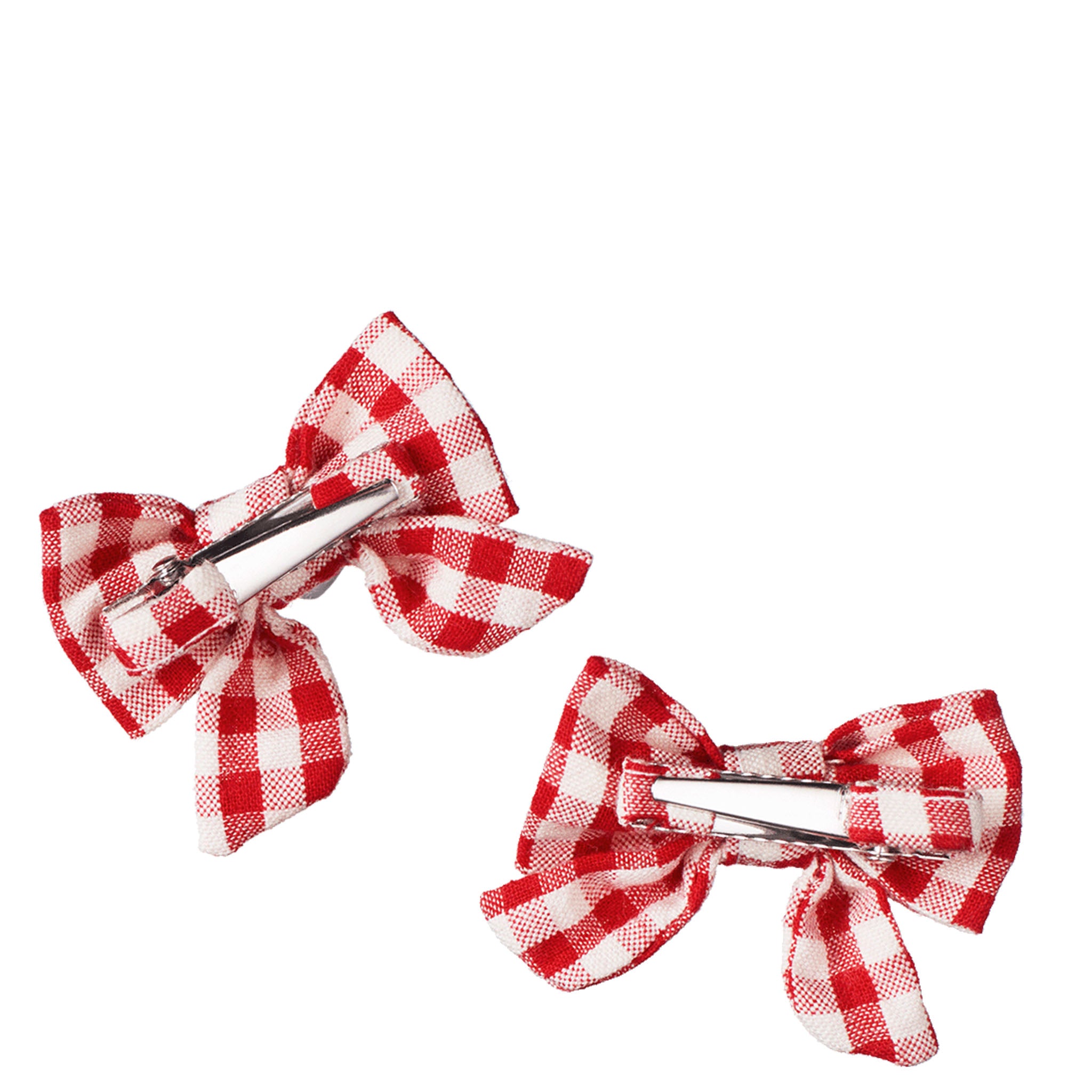 Nature Baby Bow Hair Clip Set - Red Check