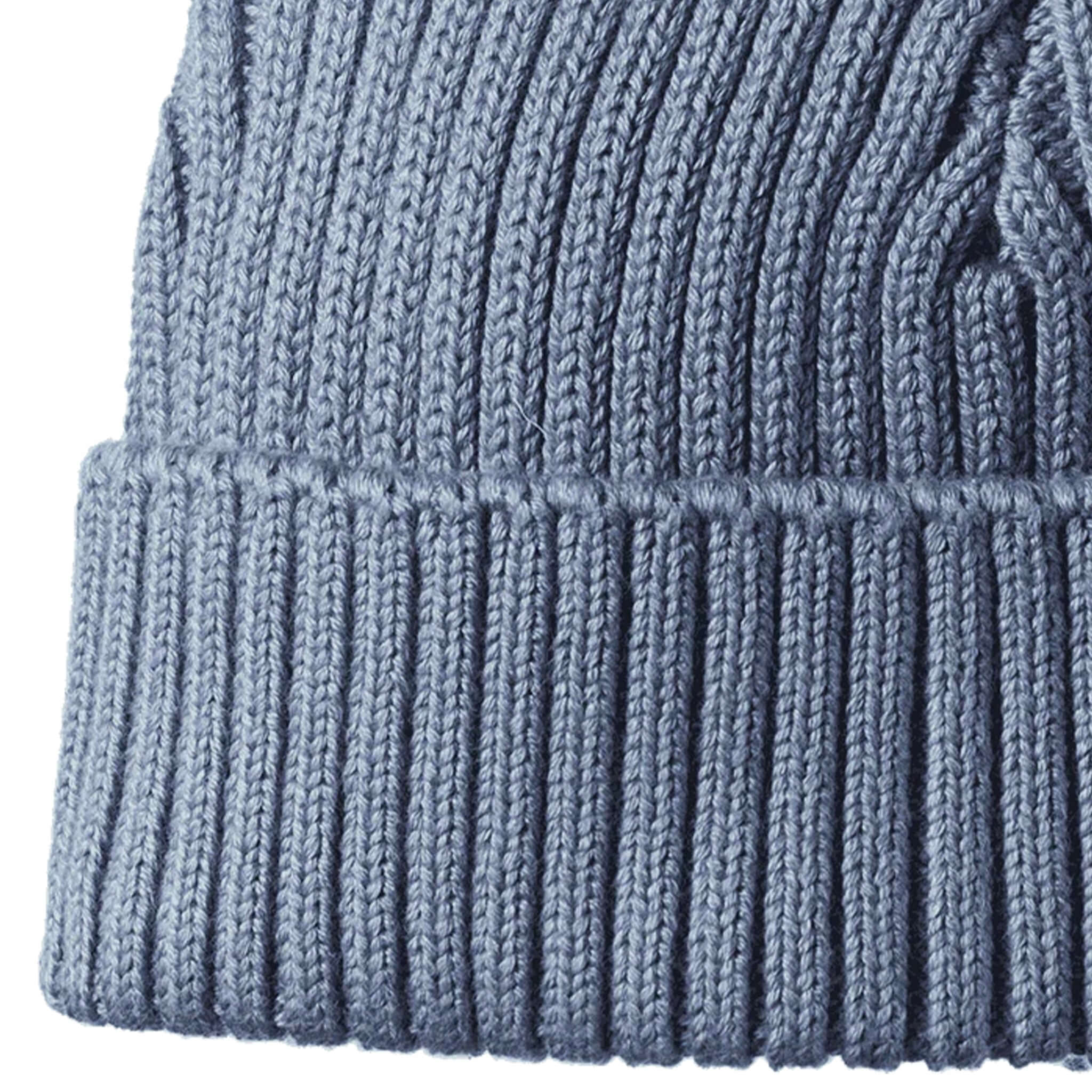 Nature Baby Organic Cotton Forest Beanie - Dusky Blue ribbed chunky knit organic cotton fishermans style baby beanie