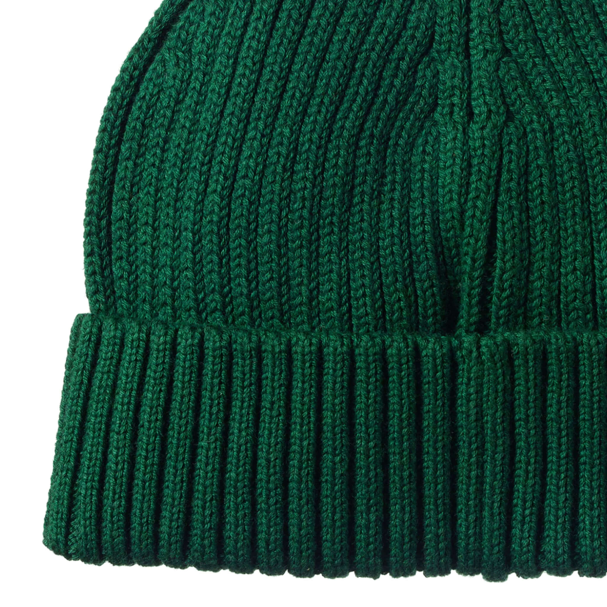 Alt Tag: Nature Baby Organic Cotton Forest Beanie - Eden green ribbed chunky knit organic cotton baby beanie close-up