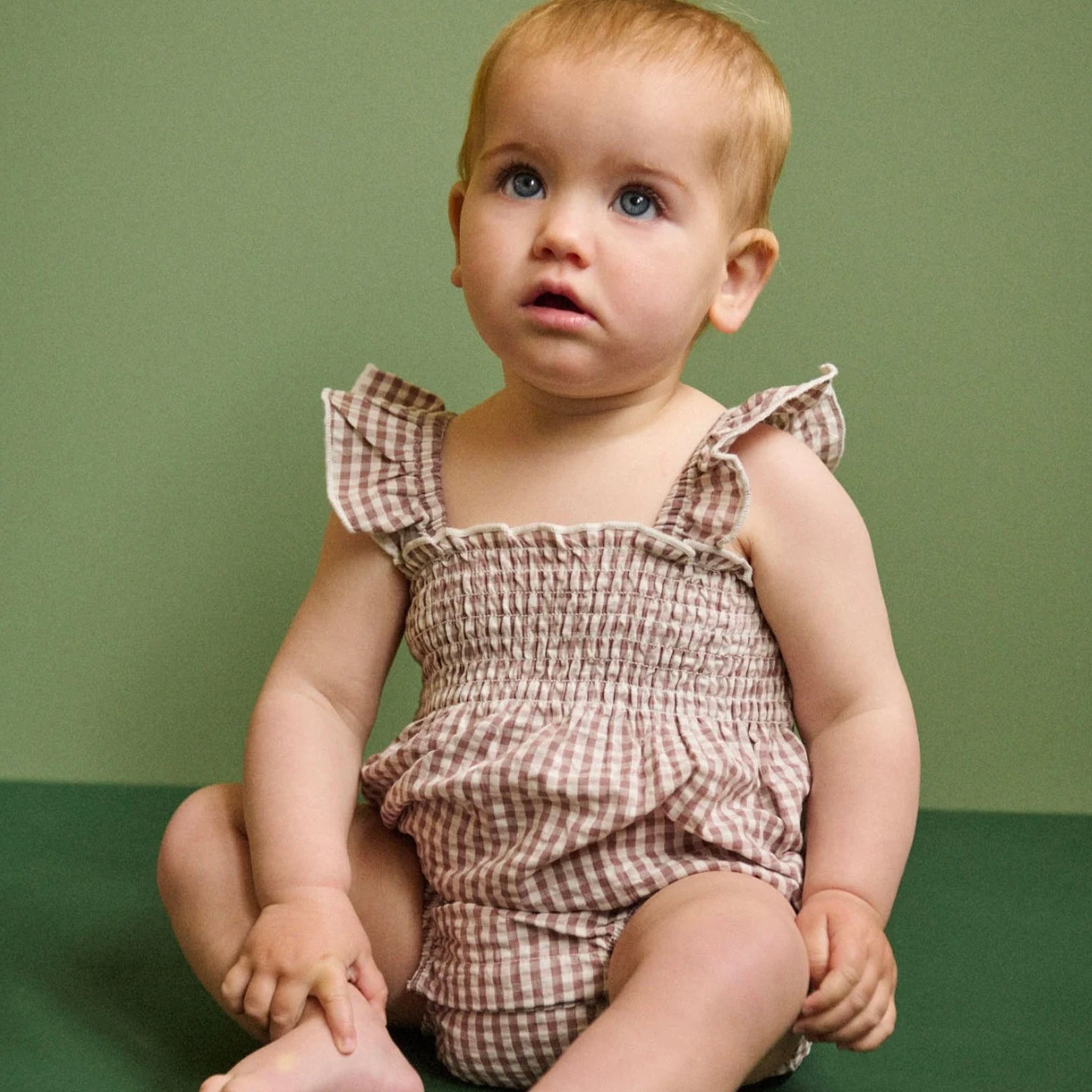 Nature Baby Organic Cotton Gala Suit Twilight Check Tea Pea