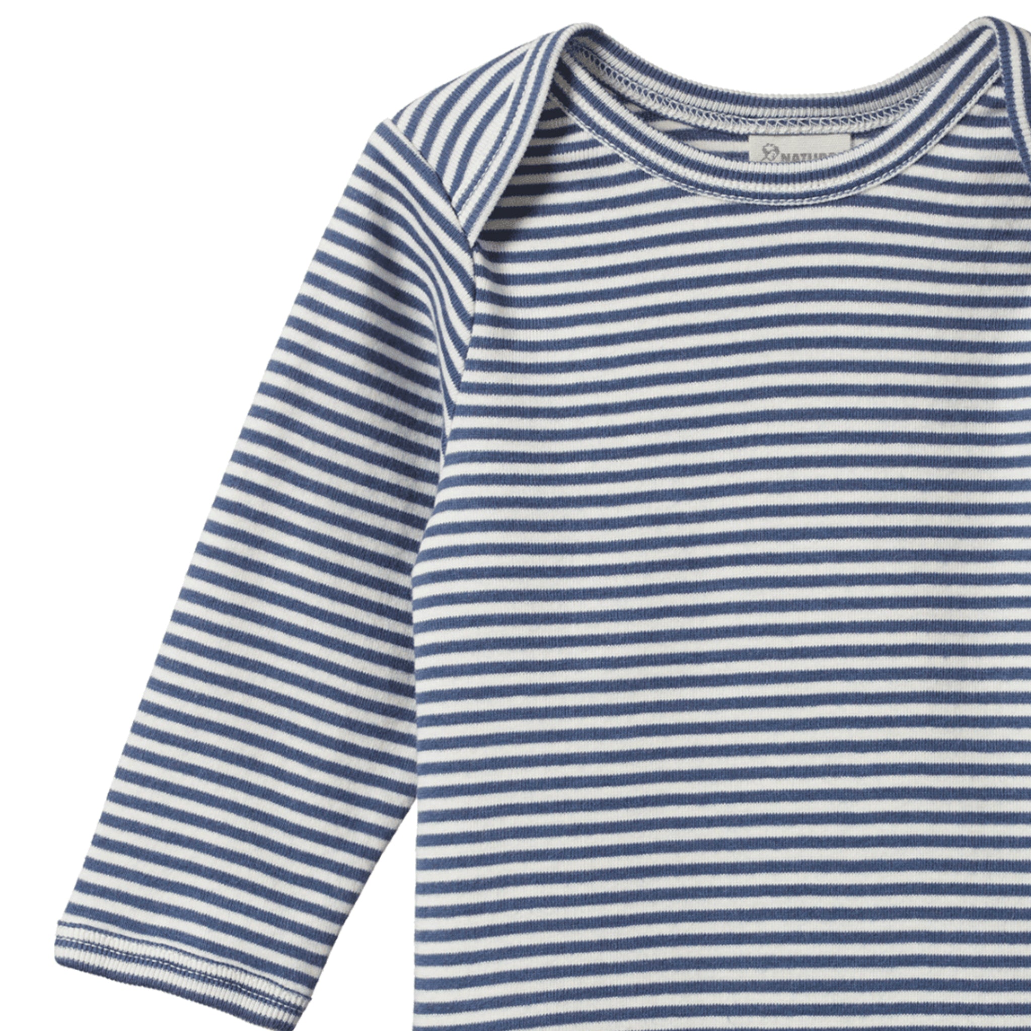 Nature Baby Organic Cotton Long Sleeve Bodysuit - Vintage Indigo Stripe