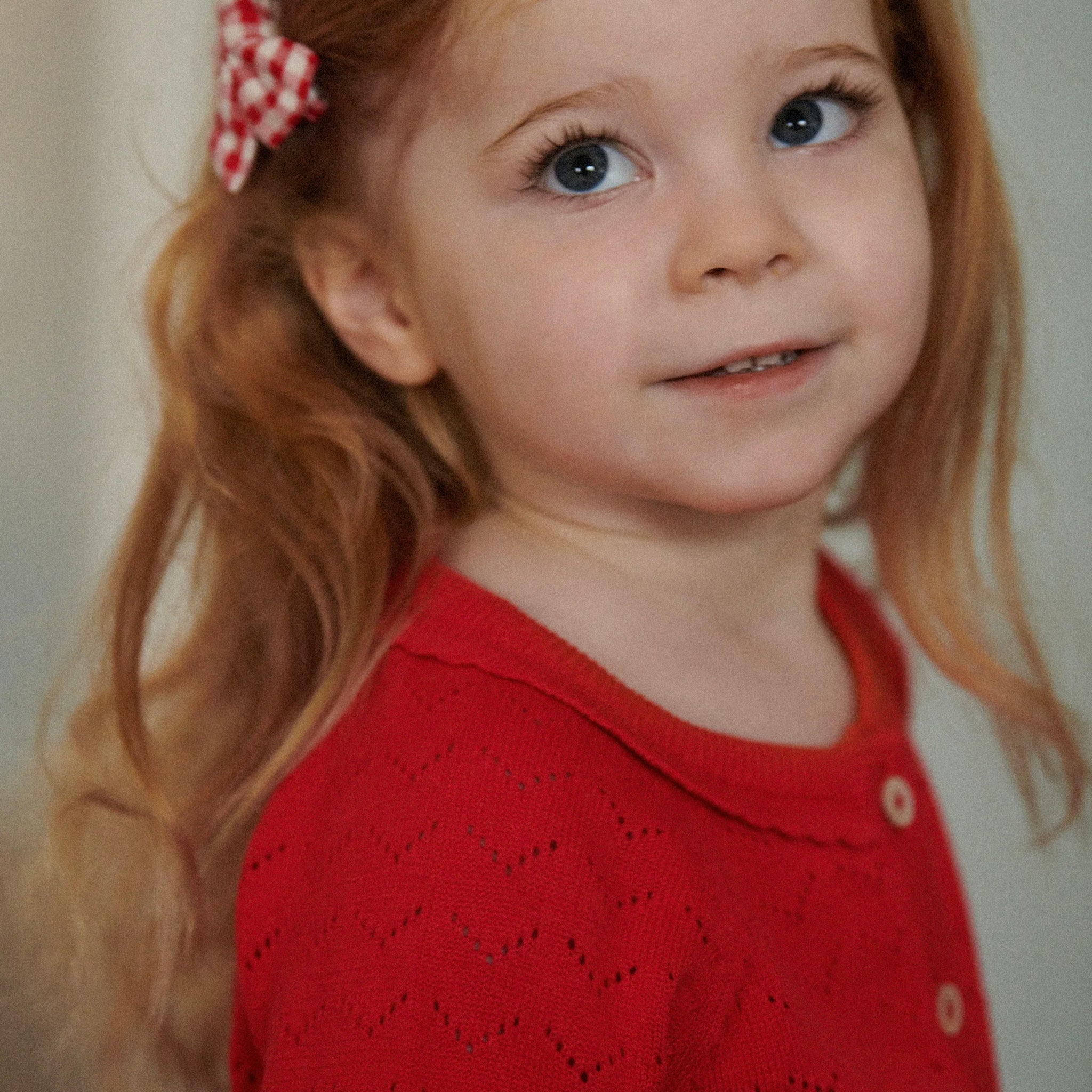 Nature Baby Organic Cotton Piper Cardigan - Raspberry Red Pointelle