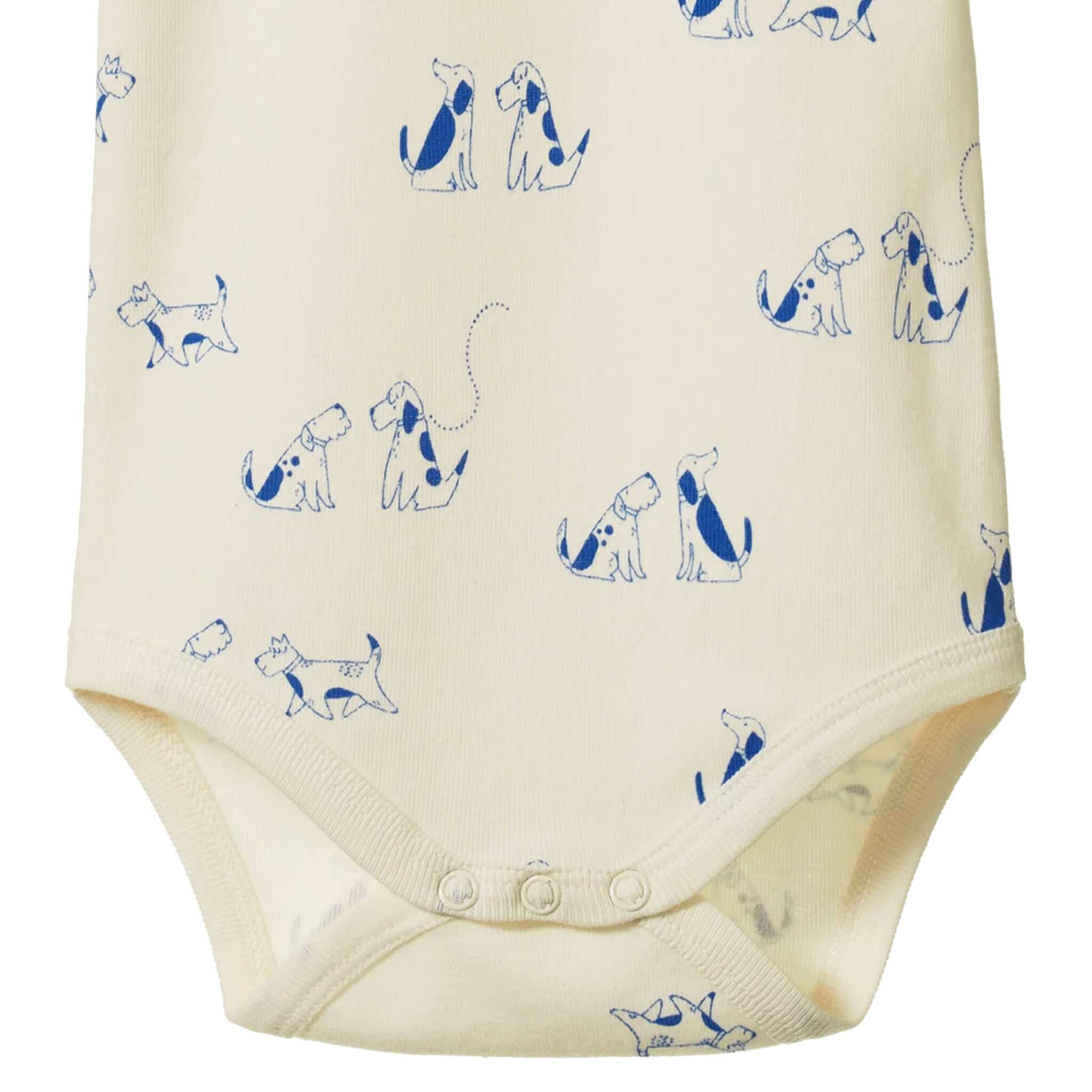 Nature Baby Organic Cotton Short Sleeve Bodysuit - Dog Walk featuring playful dog patterns in soft organic cotton.