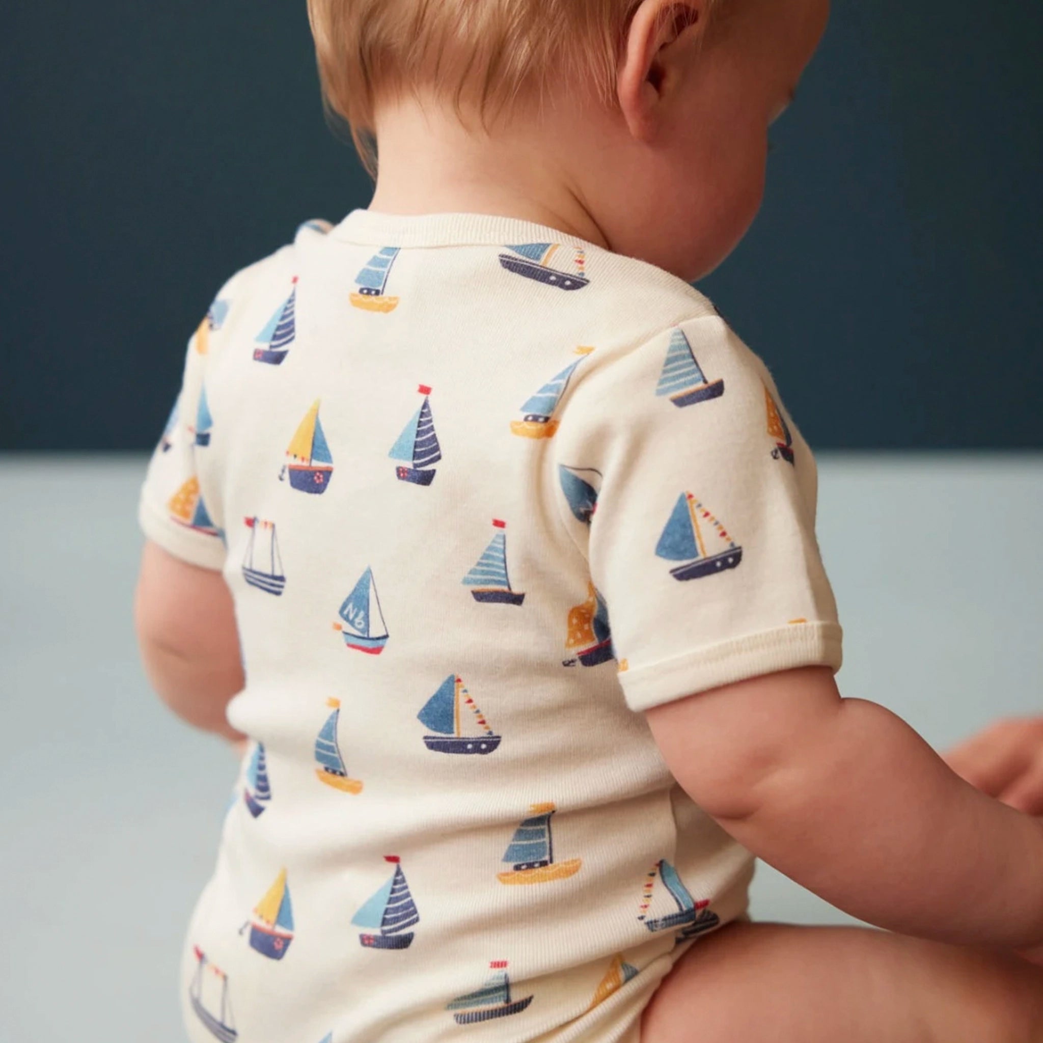 Nature Baby Organic Cotton Short Sleeve Bodysuit - Regatta