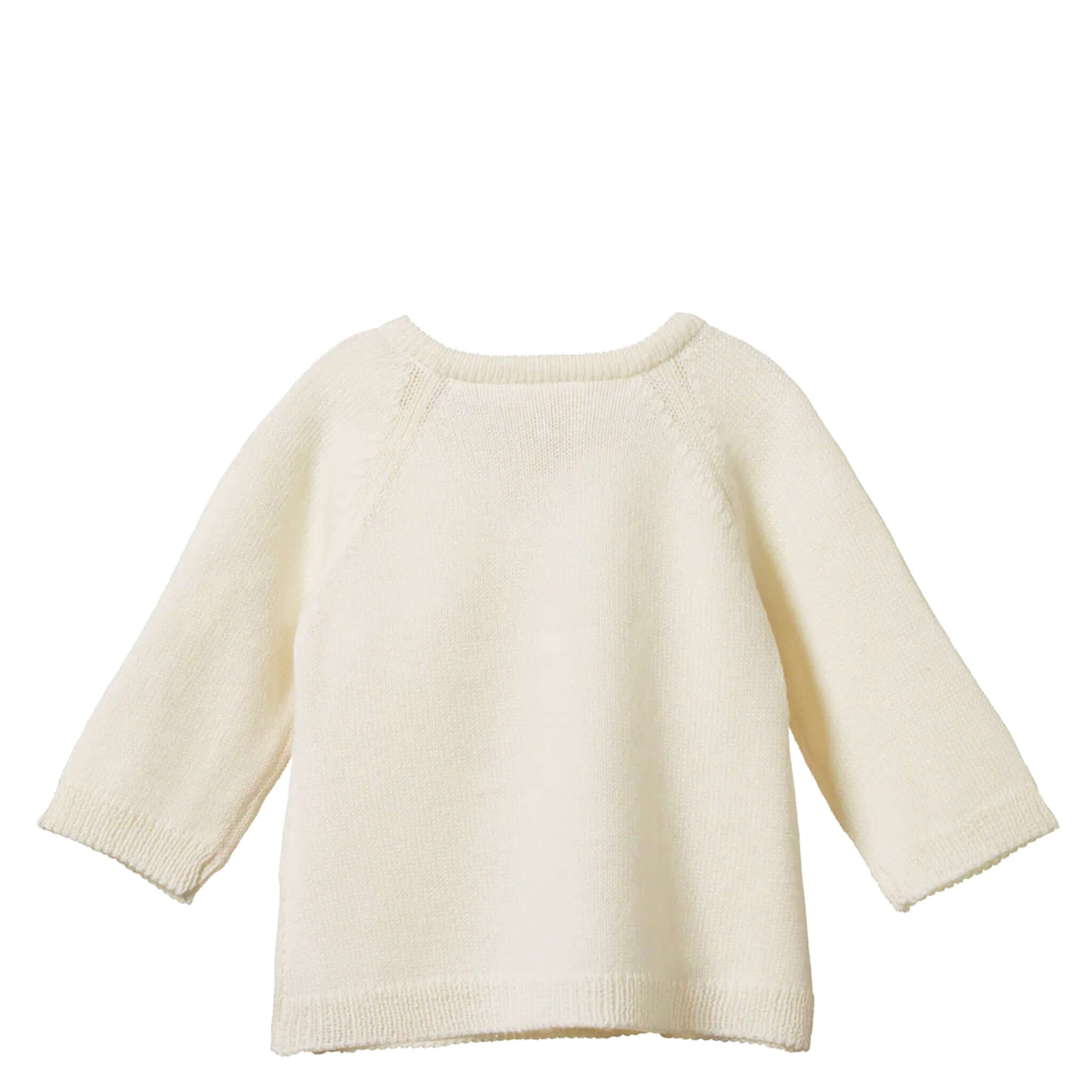 Alt Tag: Nature Baby Organic Merino Knit Kimono Jacket - Natural newborn organic merino wool knit jacket in natural, soft breathable warm layer