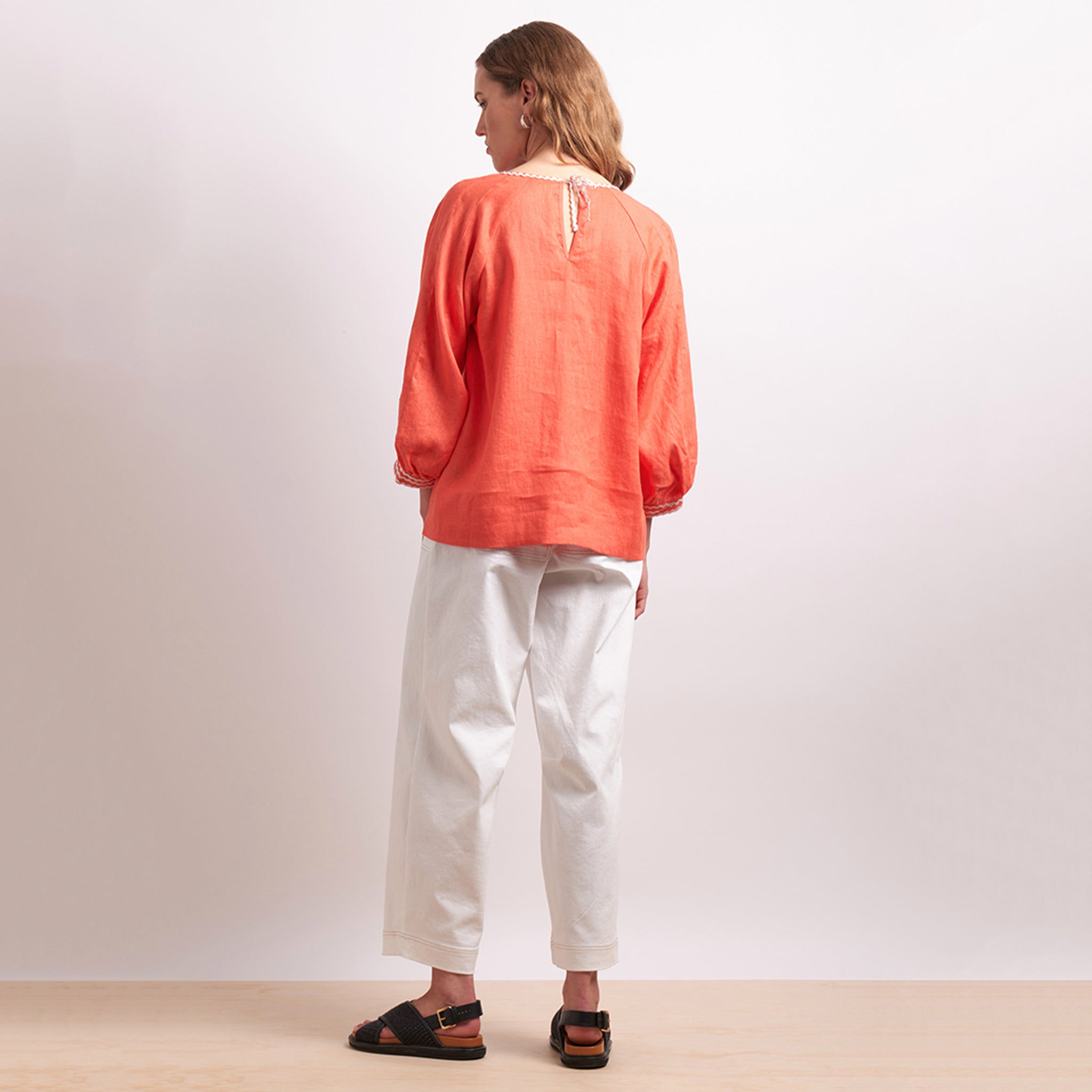 Neris Ric Rac Linen Top -  Calypso