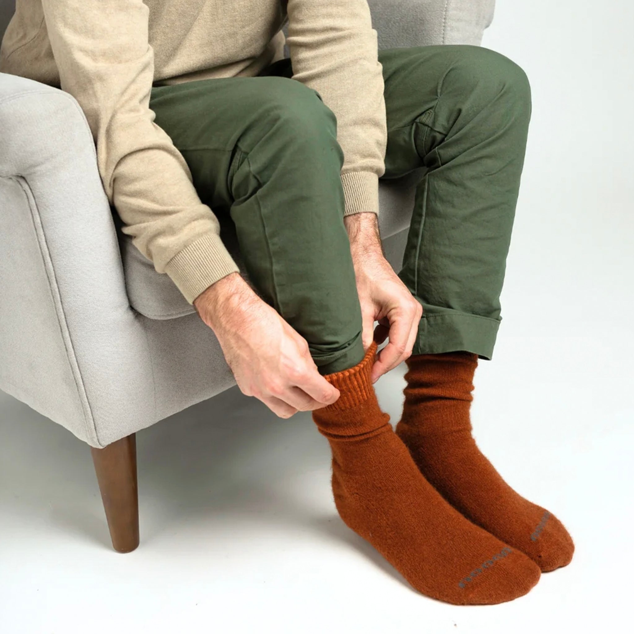 Nooan Possum Merino Piha Socks - Leather Brown