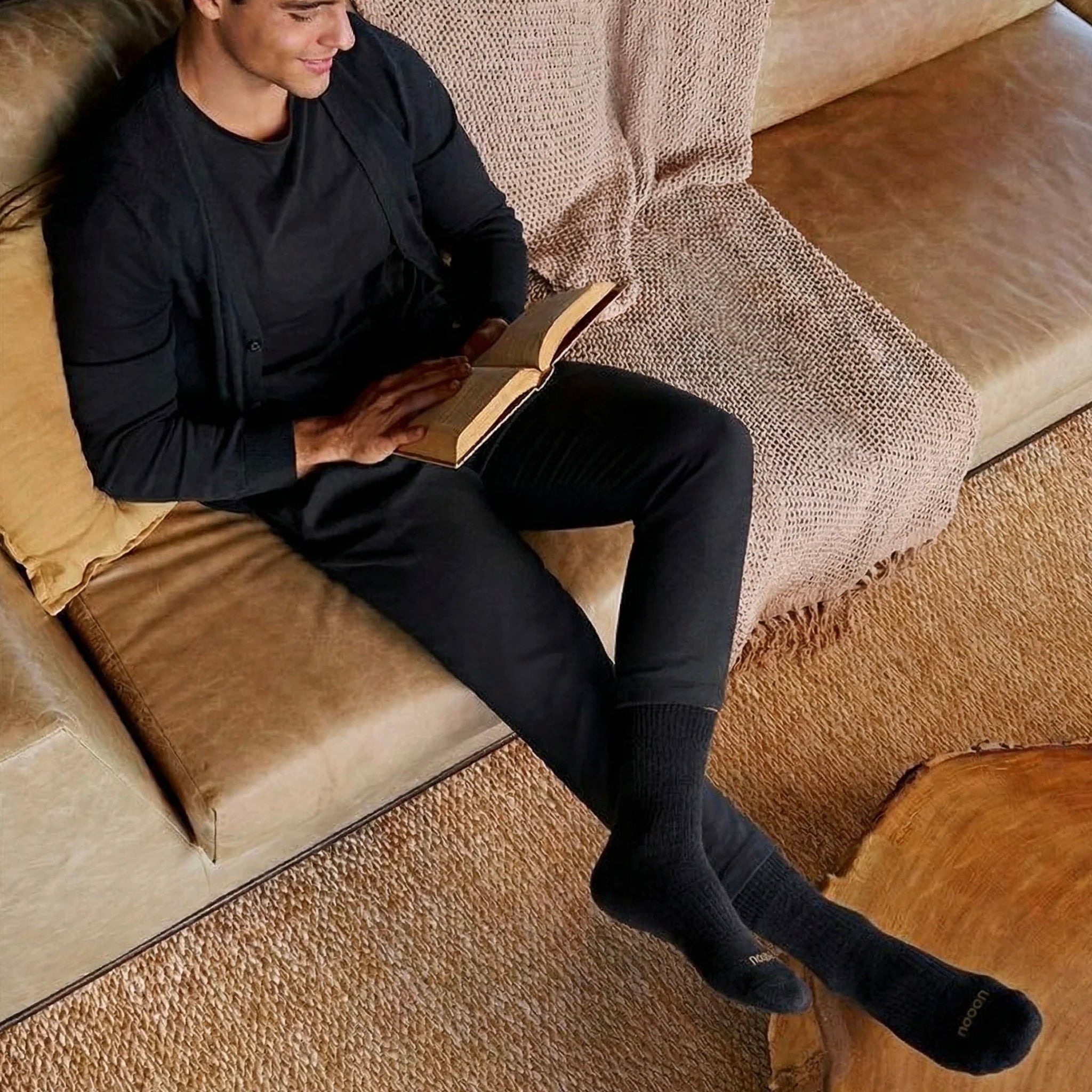 Nooan Possum Merino Piha Socks - Seal Brown