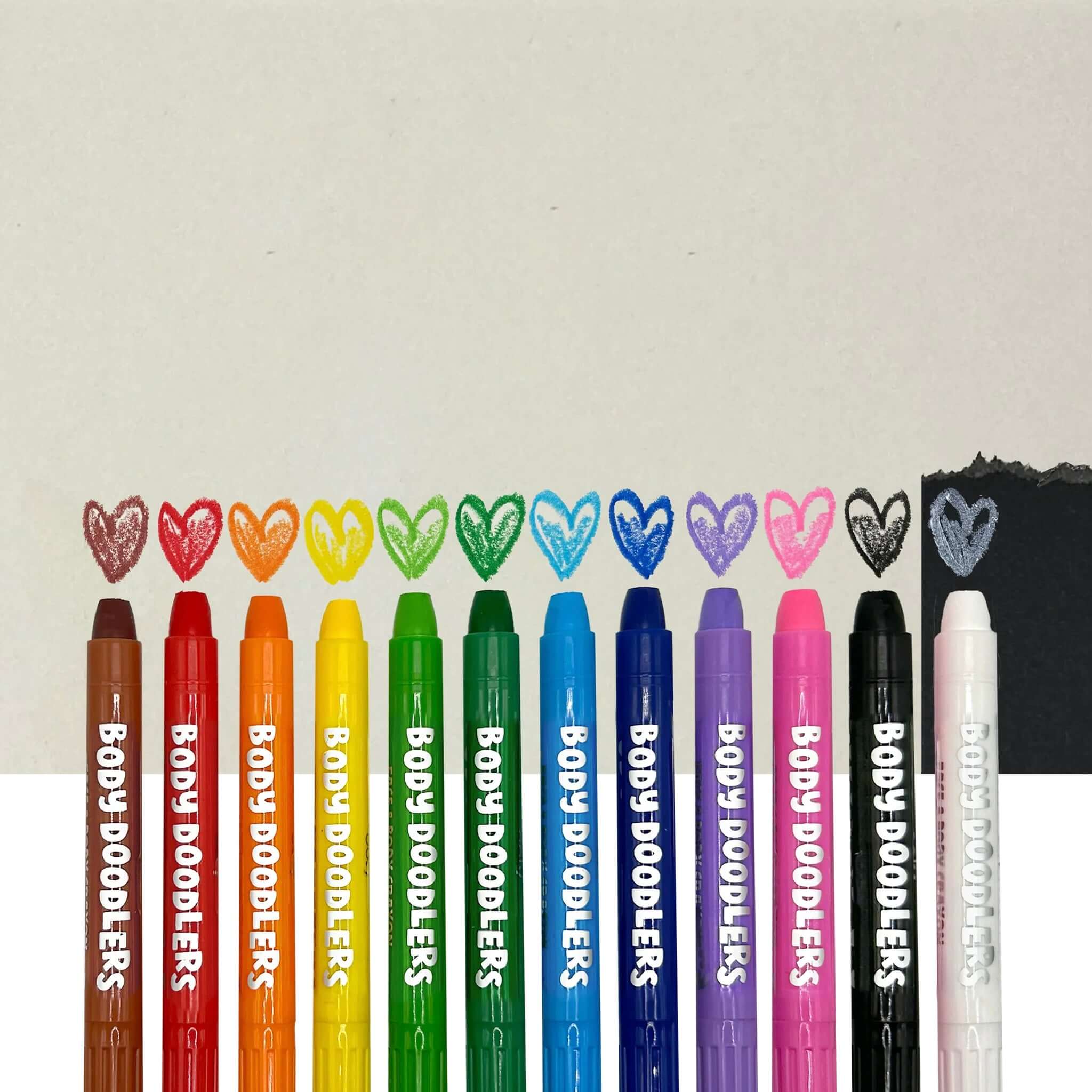 Ooly Face & Body Doodlers Crayons in vibrant colors, ideal for creative body art and fun activities.