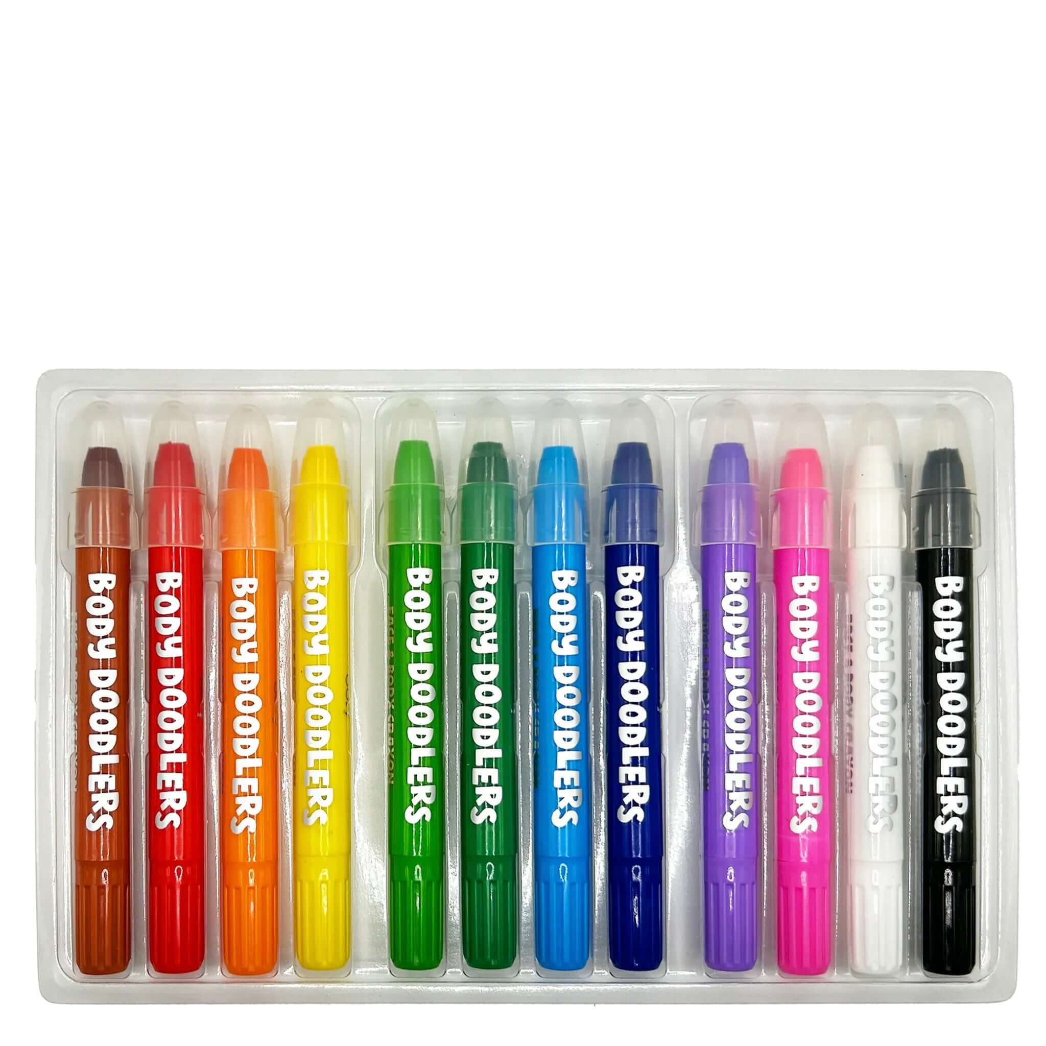 Ooly Face & Body Doodlers Crayons in a vibrant array of colors for creative fun.
