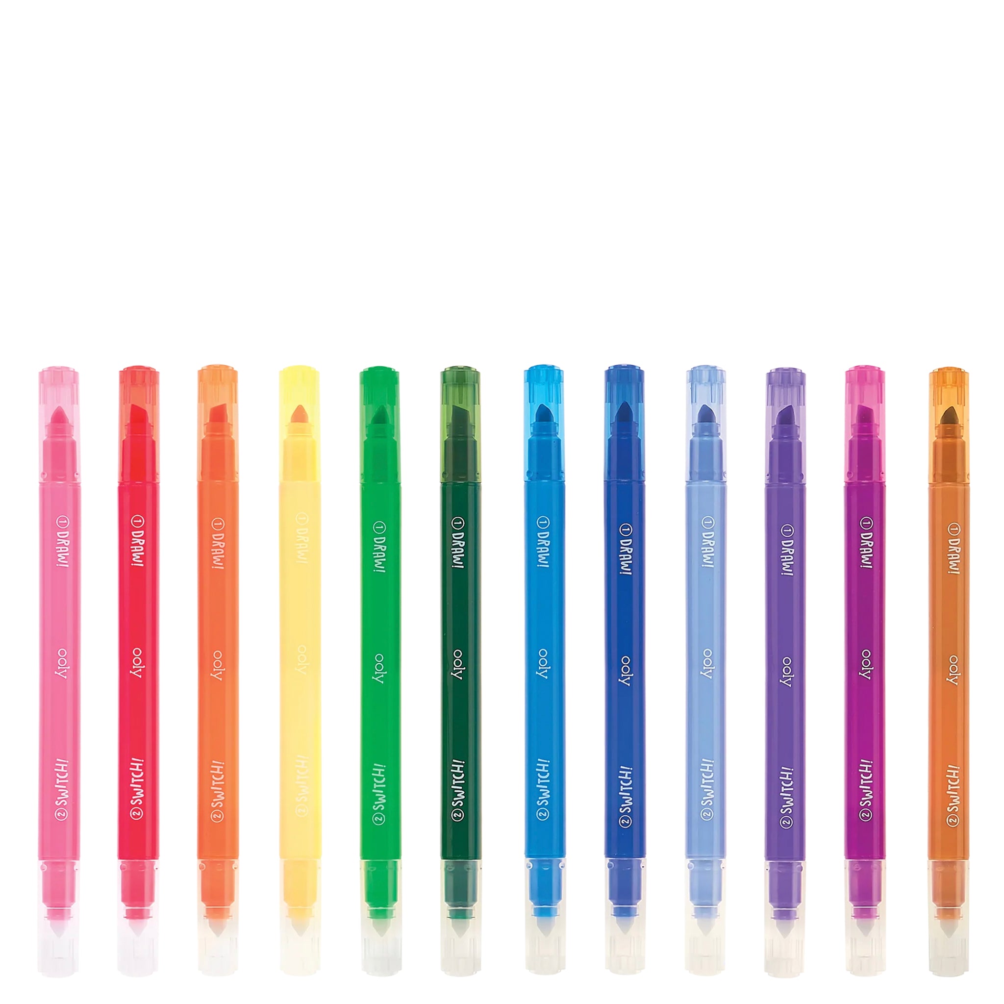 Set of colorful markers on a white background