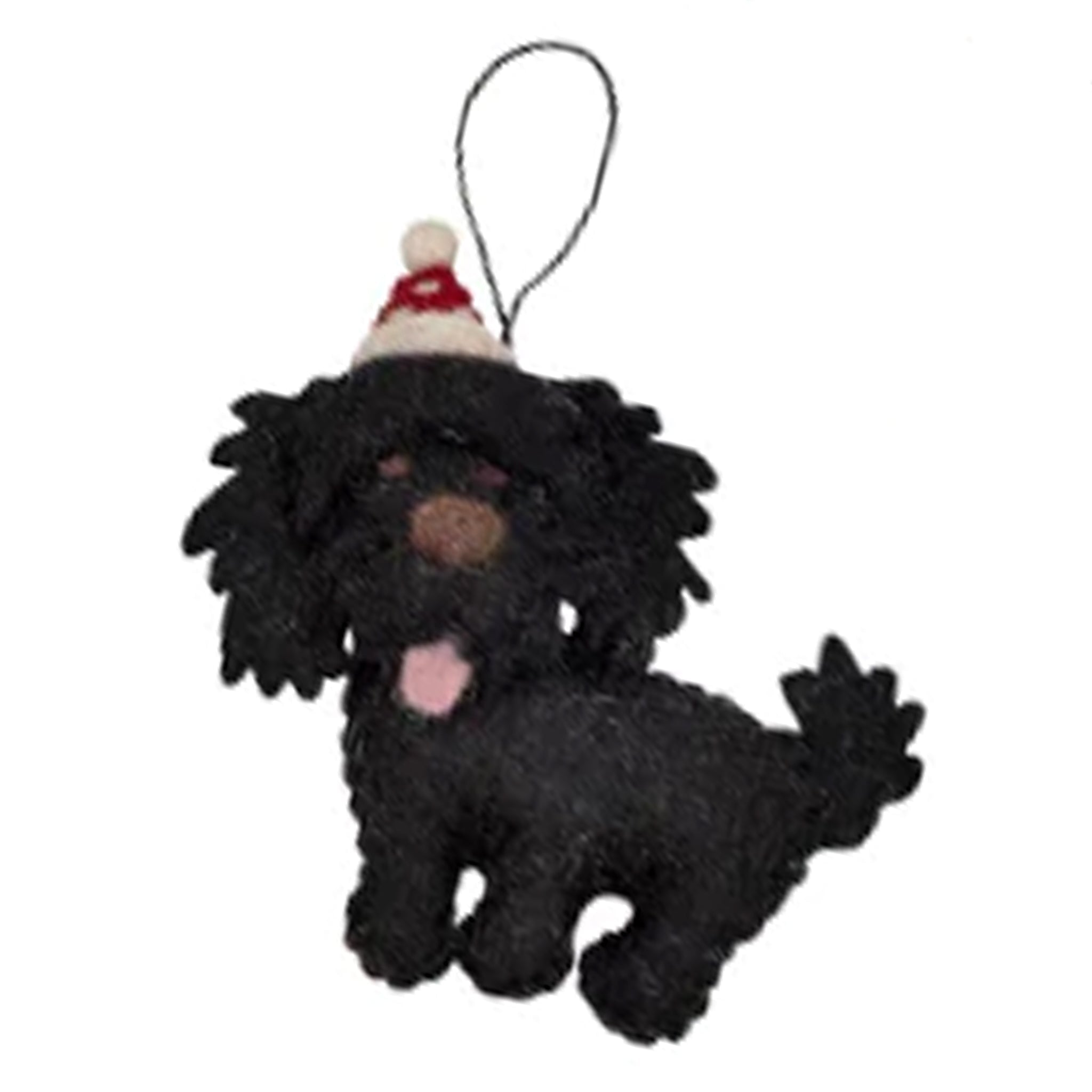 Pashom Nepal Felt Christmas Decoration - Cavoodle with Hat Christmas Pashom Nepal Black 