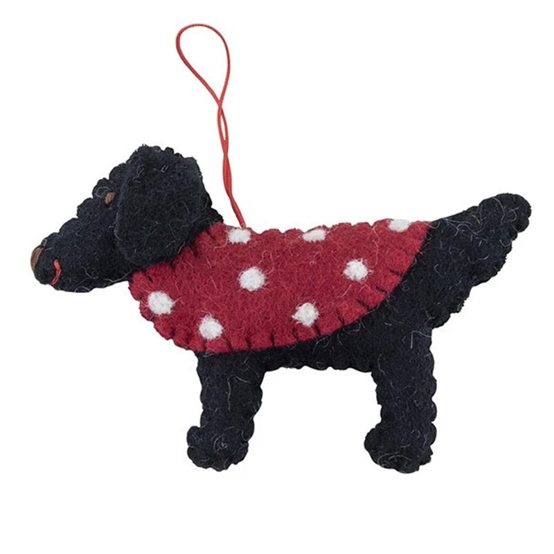 Pashom Nepal Felt Christmas Decoration - Poodle with Coat - Tea Pea Home