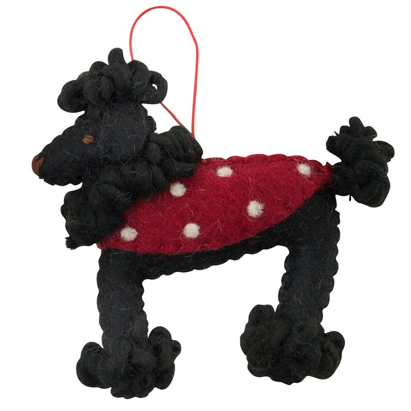 Pashom Nepal Felt Christmas Decoration - French Poodle with Coat - Tea Pea Home