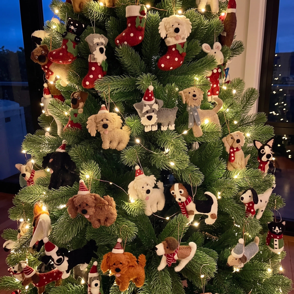 Pashom Nepal Felt Christmas Decoration - Greyhound in a Coat