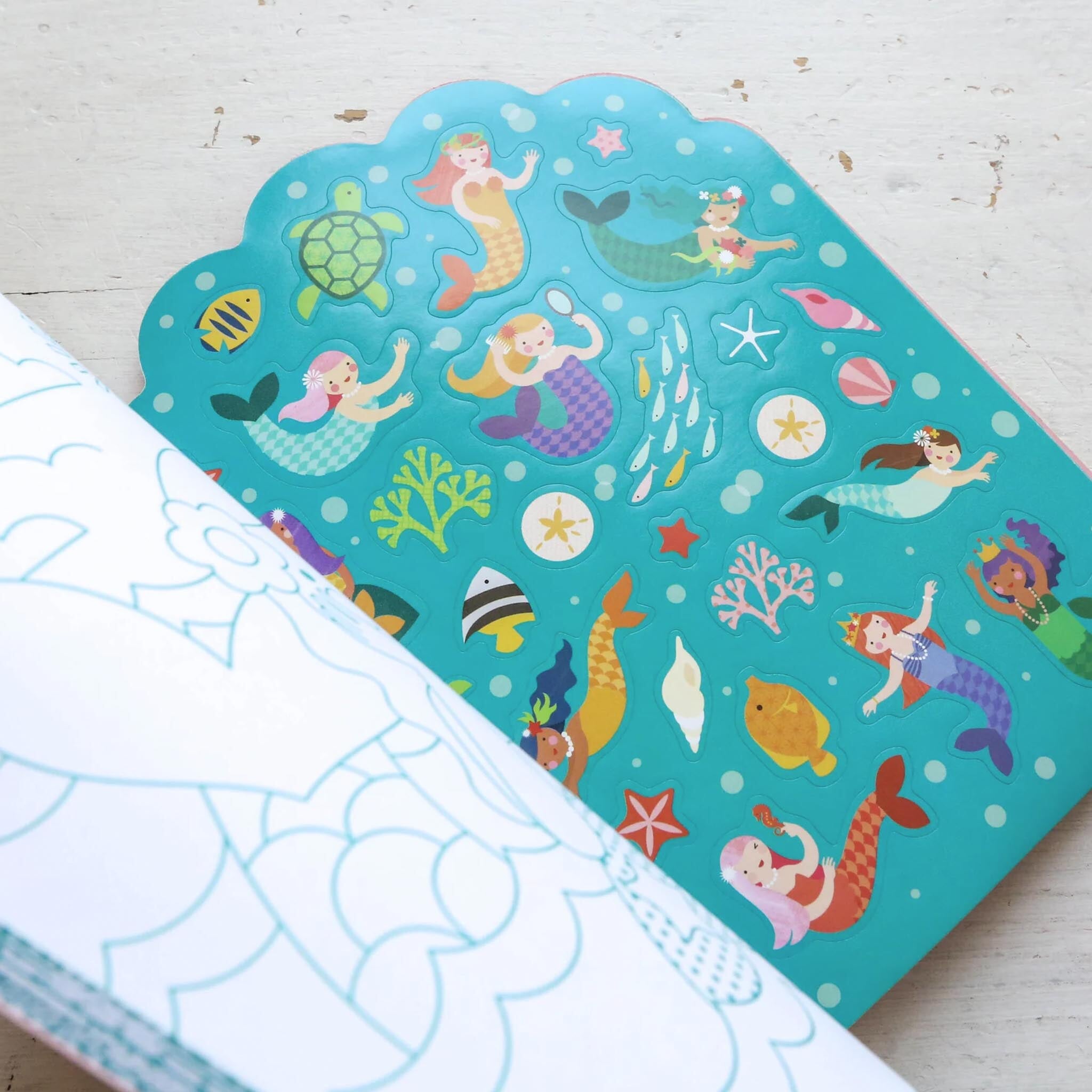 Petit Collage Colouring Book with Stickers - Mermaids Toys Not specified 