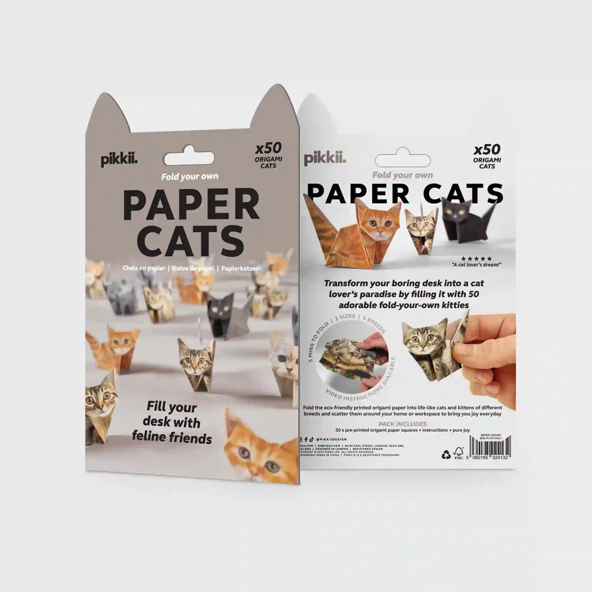 Two packages of pikki! Paper Cats on a white background