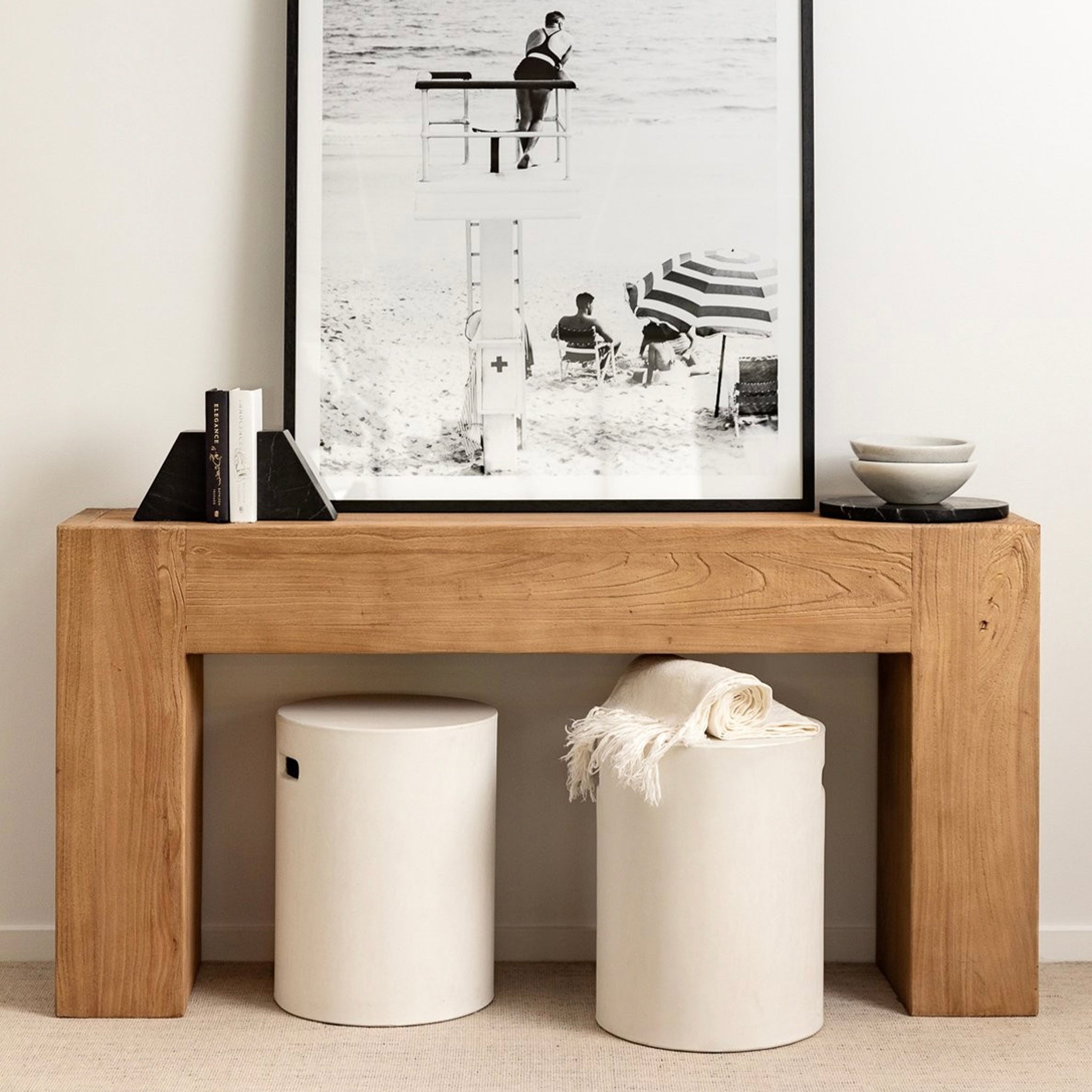Pipe Concrete Side Table / Stool - White
