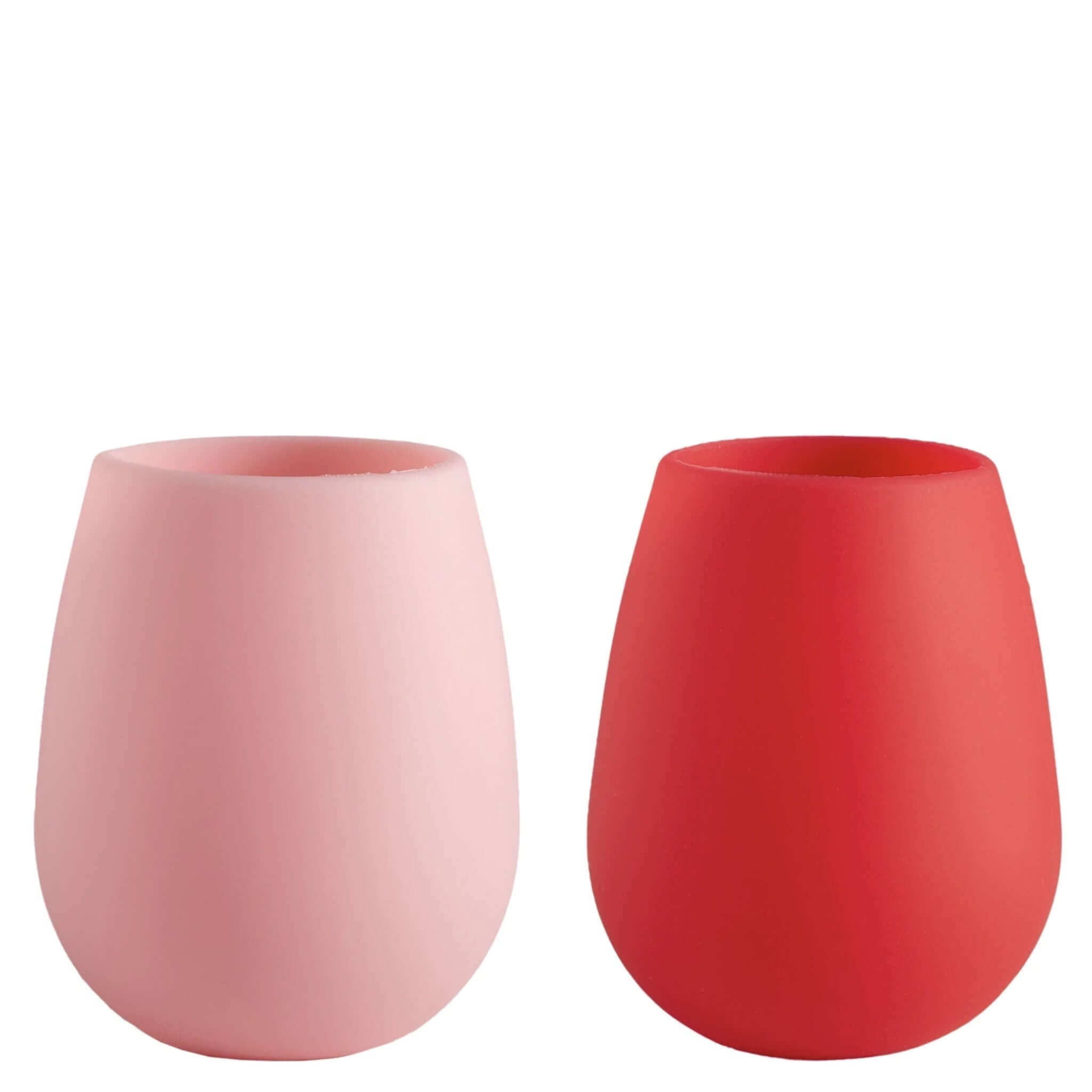 Porter Green Fegg Unbreakable Glass Set - Cherry & Blush, silicone tumblers in red and pink.