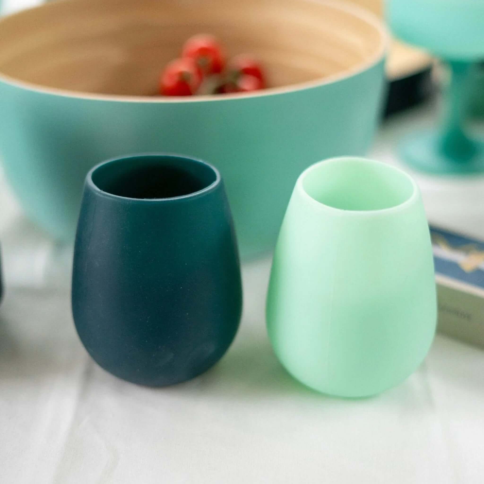 Porter Green Stemm Unbreakable Wine Glass Set - Mist & Ink in soft sage and olive colors