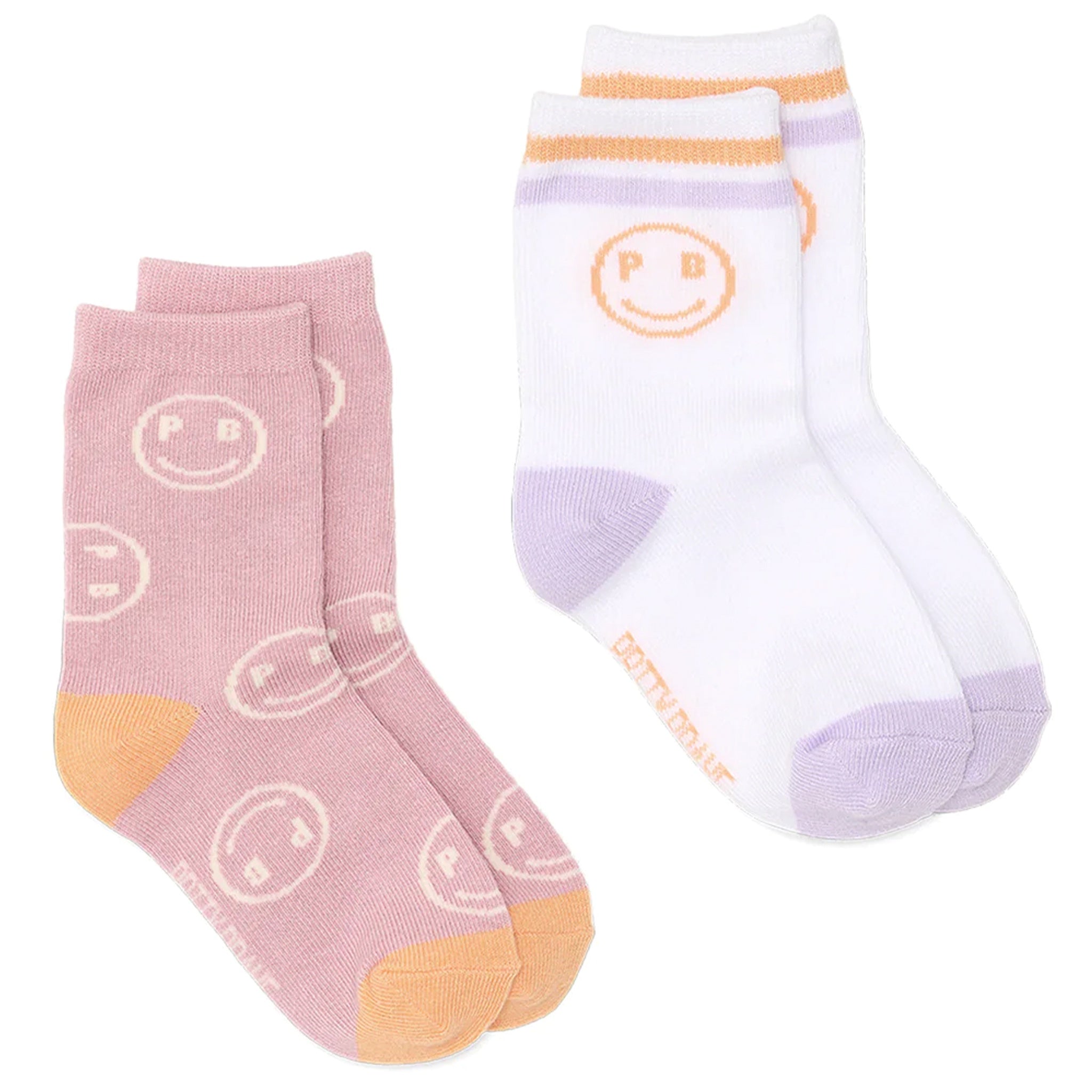 Pretty Brave Smiley Socks 2-Pack - Blush / White