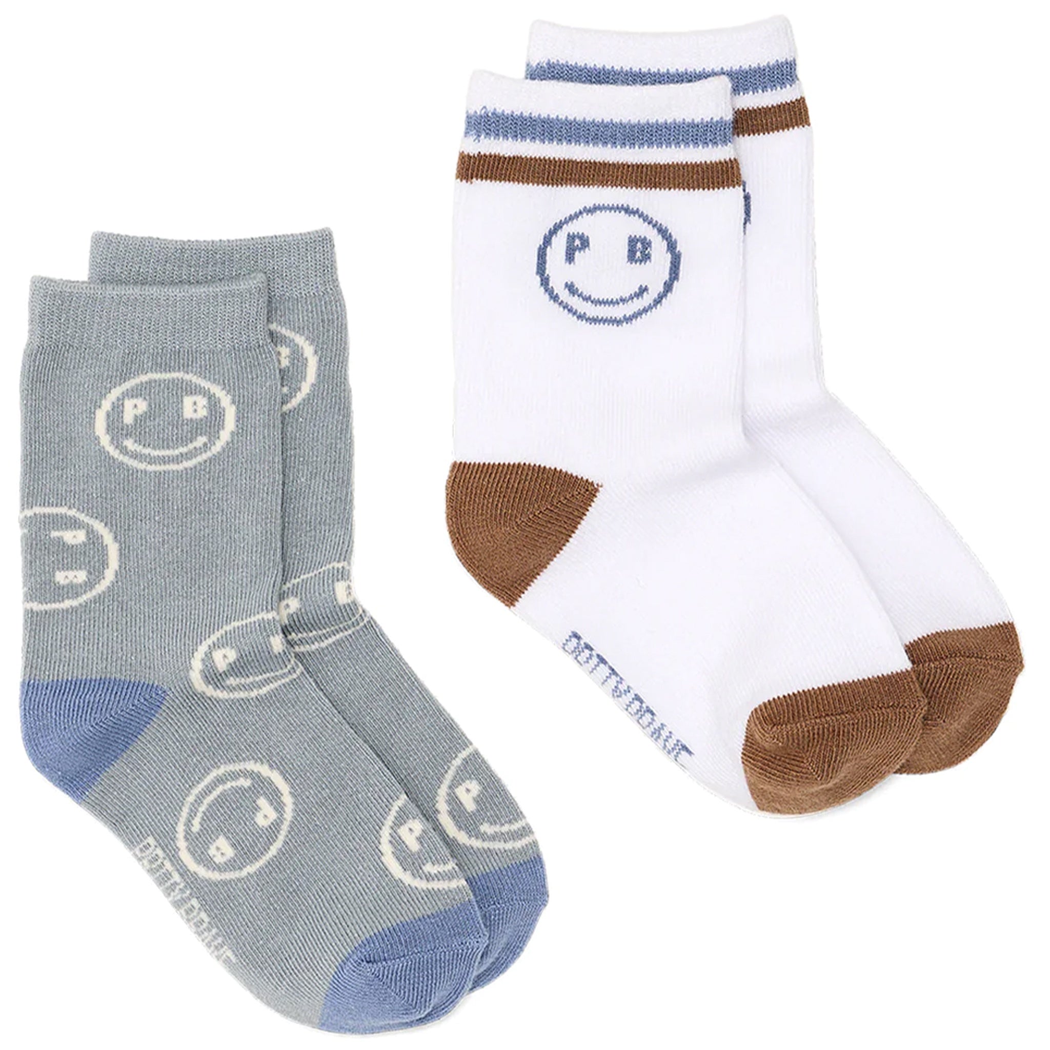 Pretty Brave Smiley Socks Set - Sage / White