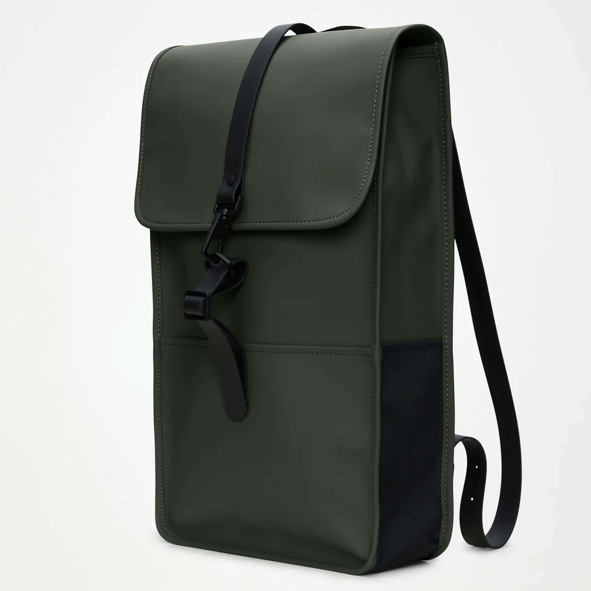 Rains Backpack - Green featuring a clean, timeless design with waterproof fabric and a flap-over silhouette.