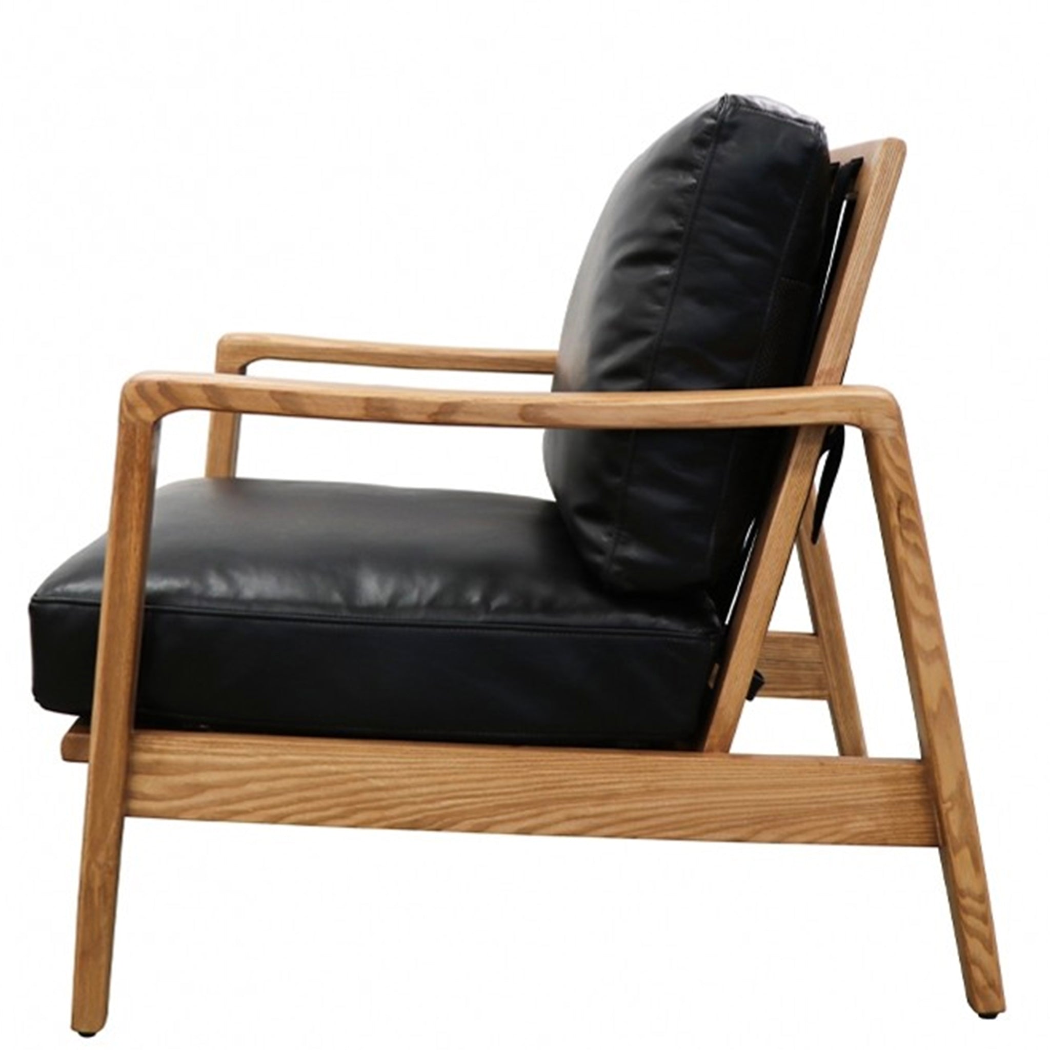 Reid American Ash Armchair - Natural with Black Leather