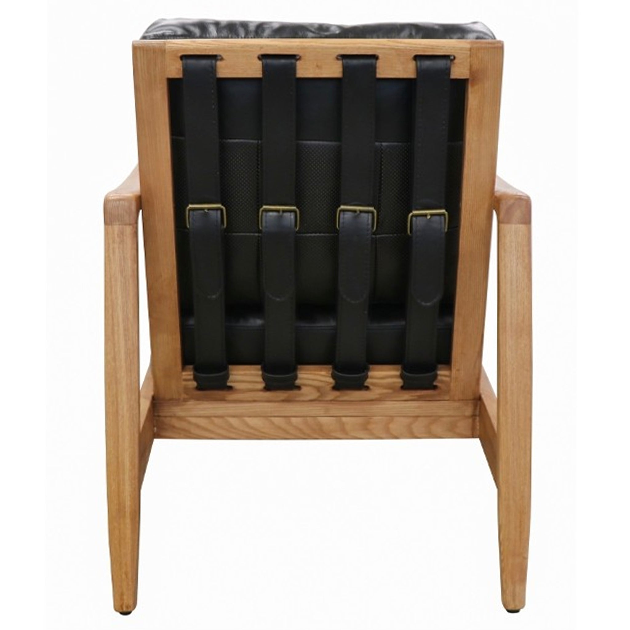 Reid American Ash Armchair - Natural with Black Leather