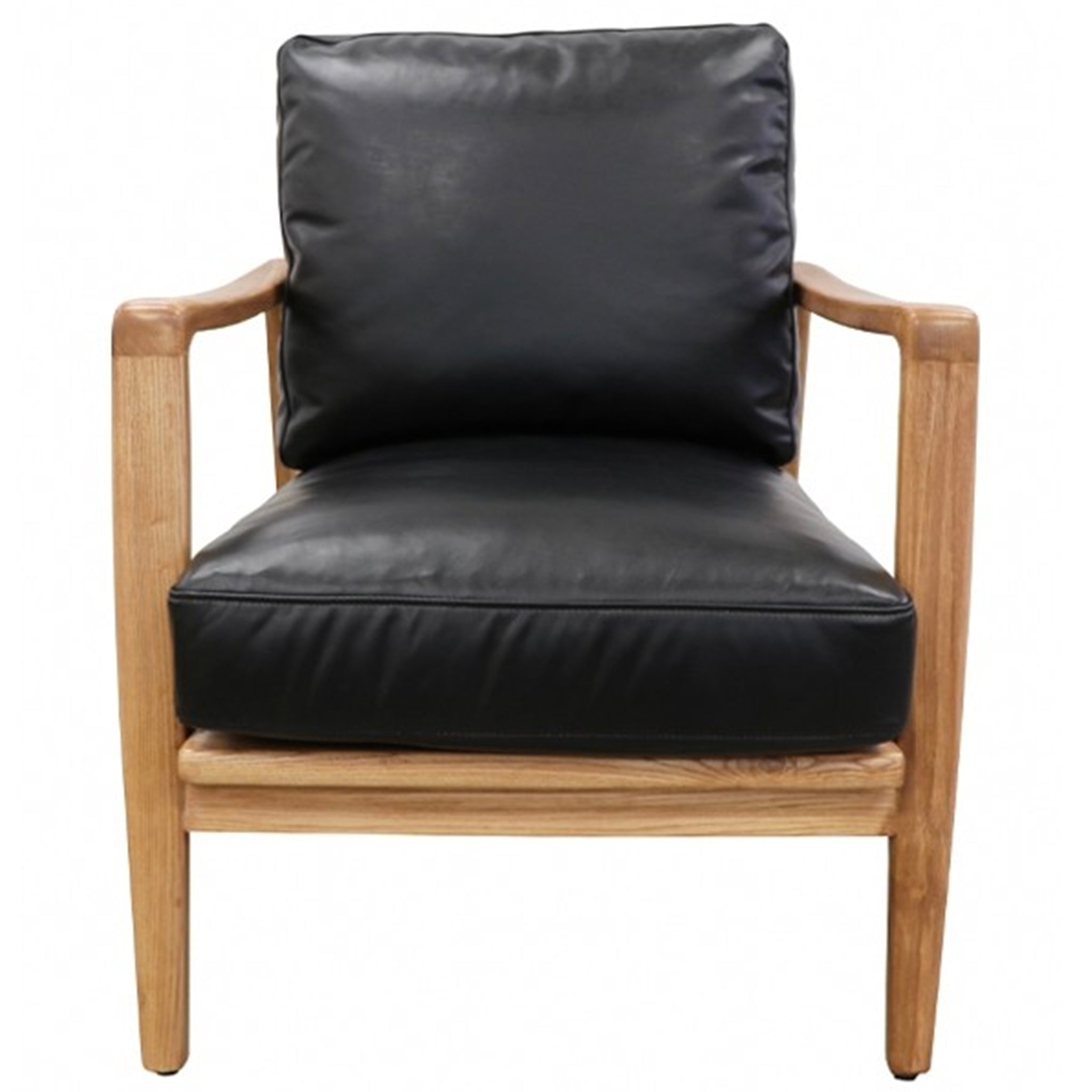 Reid American Ash Armchair - Natural with Black Leather