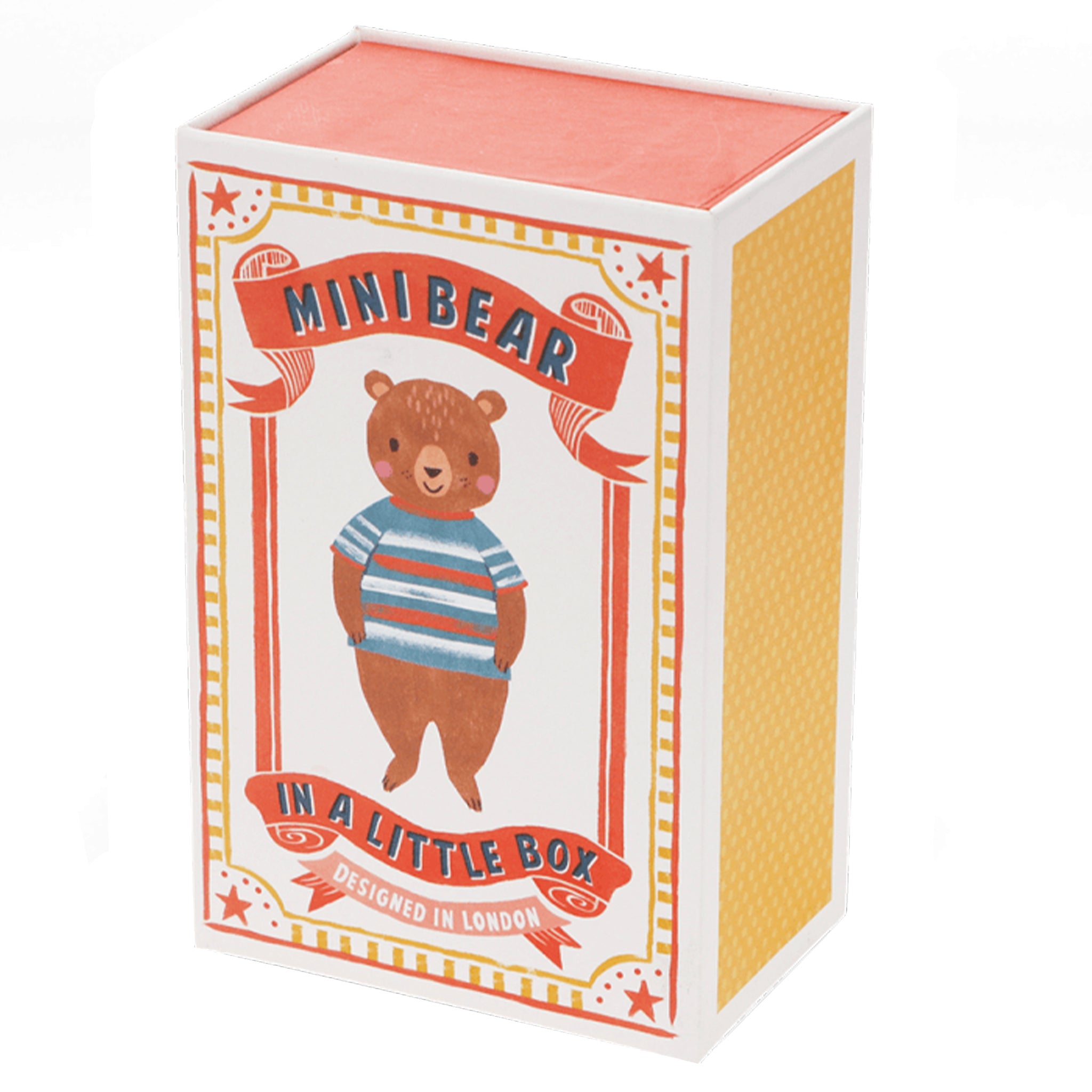 Box with a bear illustration and text on a white background