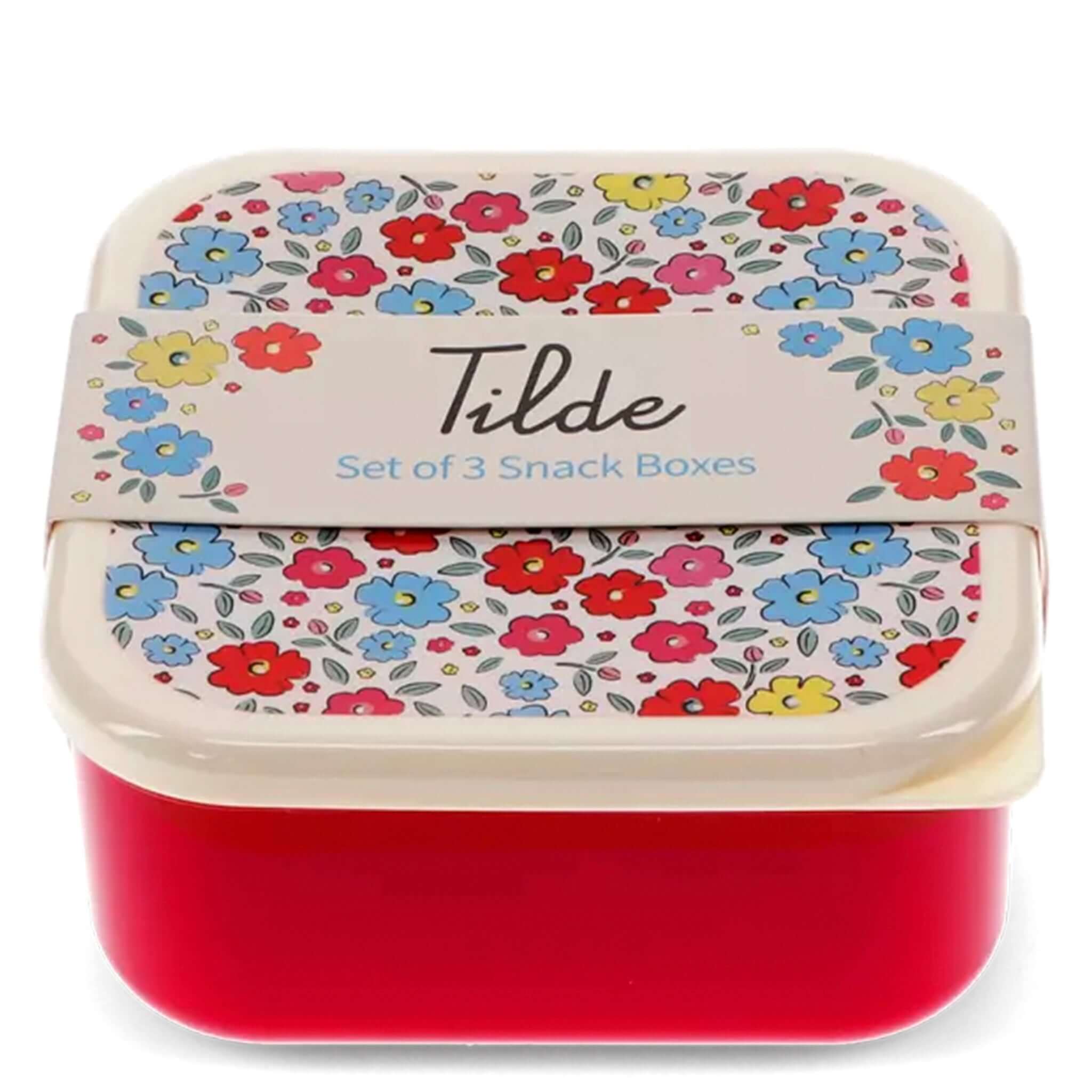 Alt Tag: Rex London Snack Box Set - Tilde floral nesting snack boxes set of 3 BPA-free lunch boxes for kids, picnics and travel