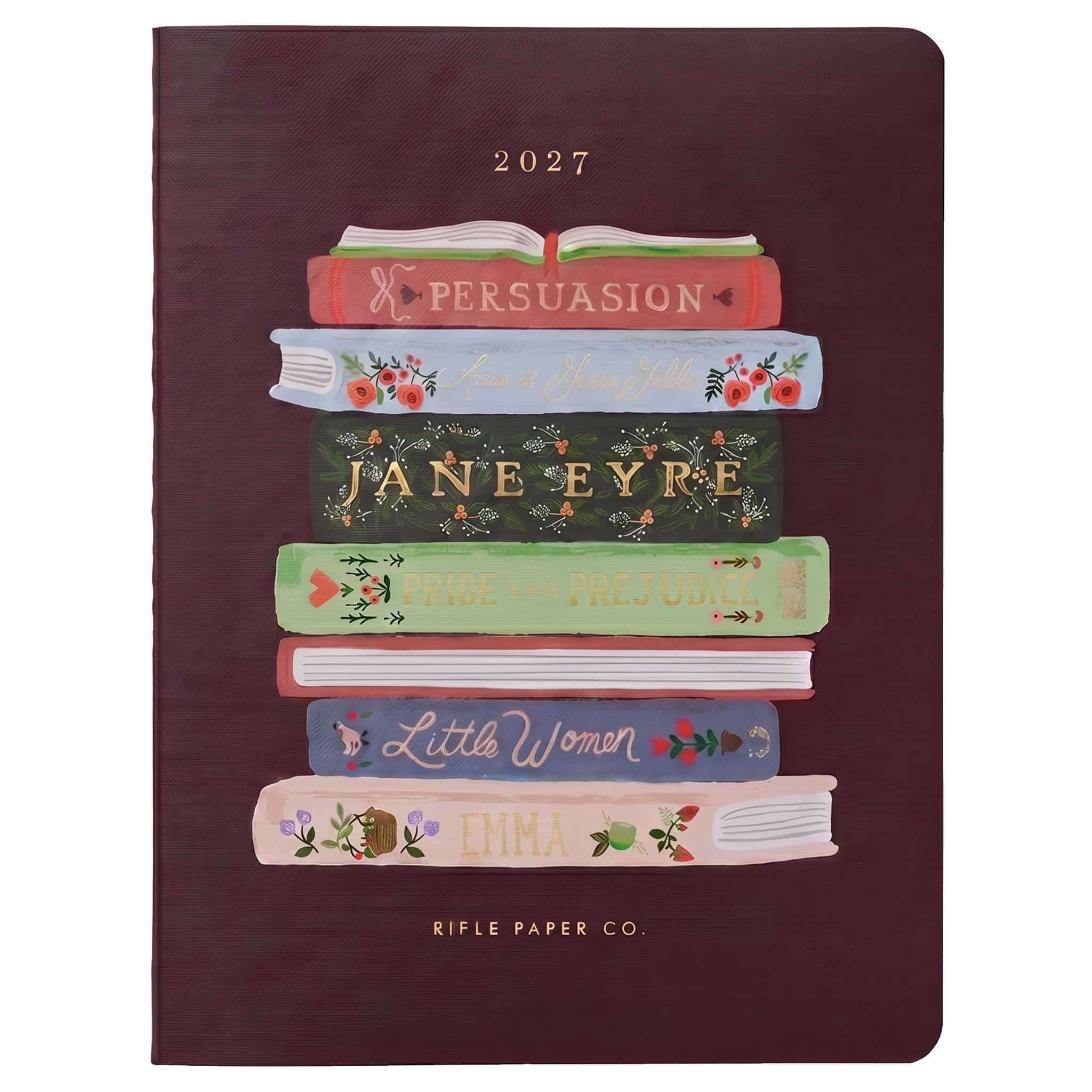 Rifle Paper 2027 Monthly Appointment Notebook - Ladies Night Book Club with illustrated book stack cover.