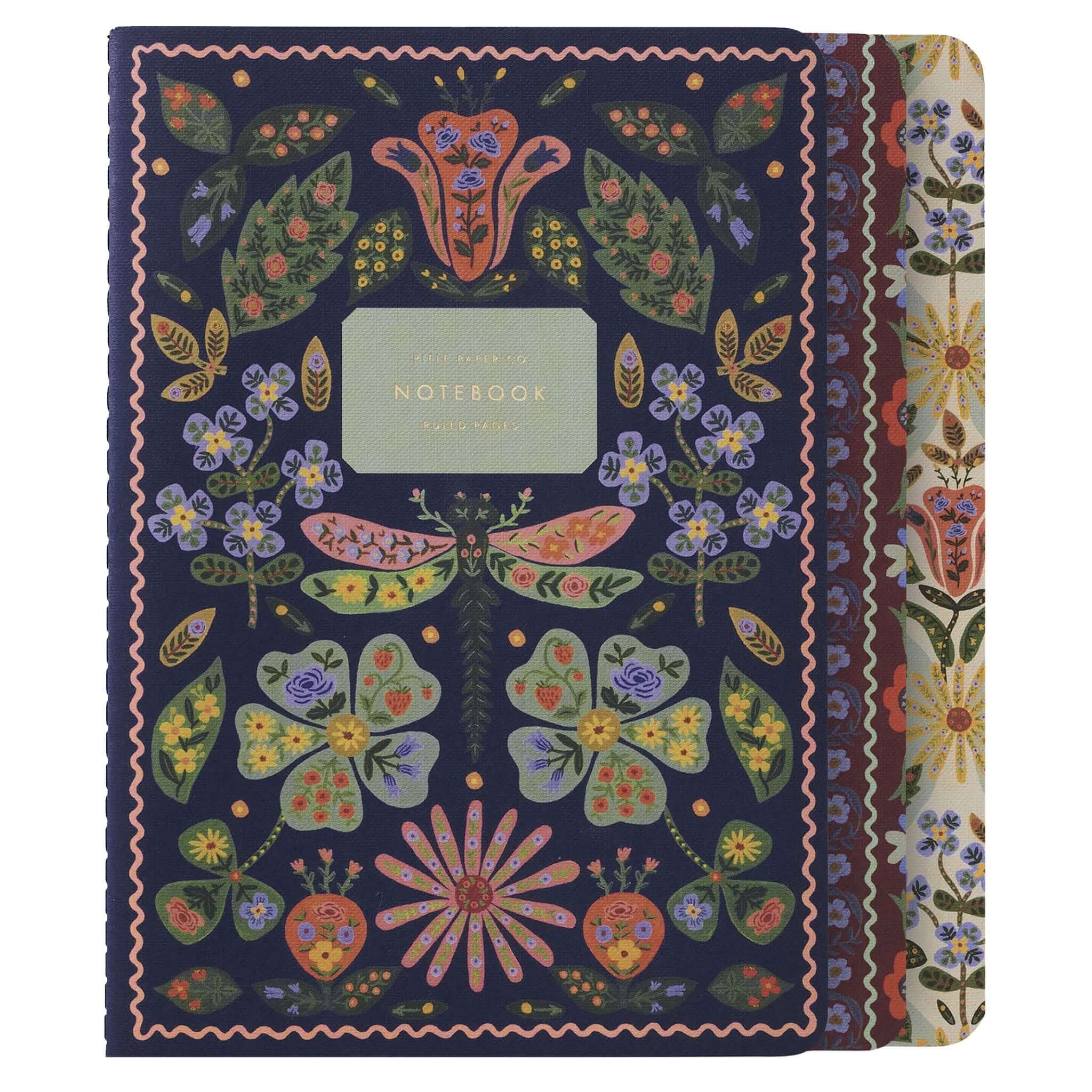 Alt Tag: Rifle Paper Stitched Notebook Set - Posy floral cover notebook with gold foil accents and stitched binding